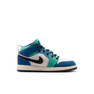 Jordan 1 Mid SE "Chalk/True Blue/Kinetic Green/University Red" Preschool Boys' Shoe - CHALK/BLUE/GREEN/RED