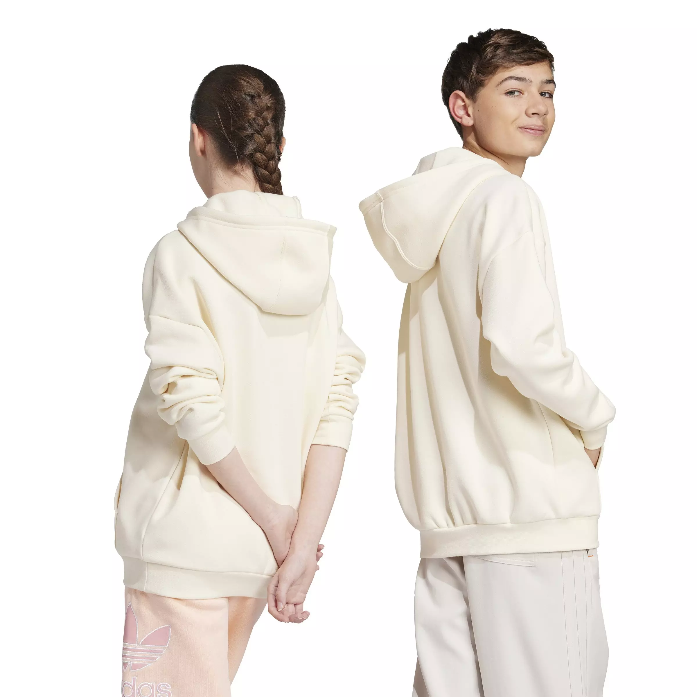 adidas Originals Big Kids'​ Trefoil Graphic Hoodie​ -Beige - BEIGE