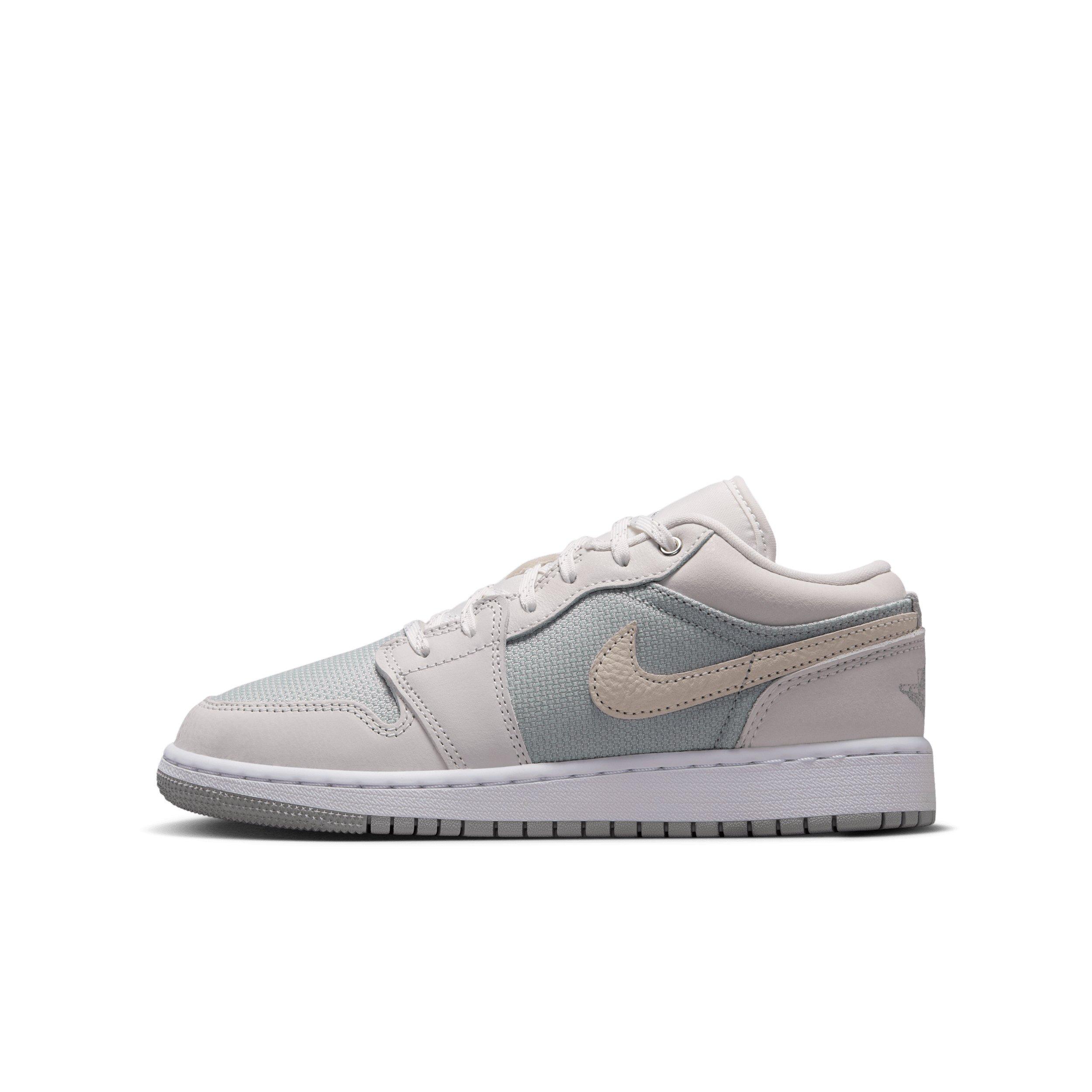 Jordan 1 Low SE "Off White/Soft Pearl/Light Smoke Grey" Grade School Boys' Shoe - OFF WHITE/PEARL/LT GREY