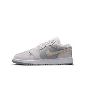 Jordan 1 Low SE "Off White/Soft Pearl/Light Smoke Grey" Grade School Boys' Shoe - OFF WHITE/PEARL/LT GREY