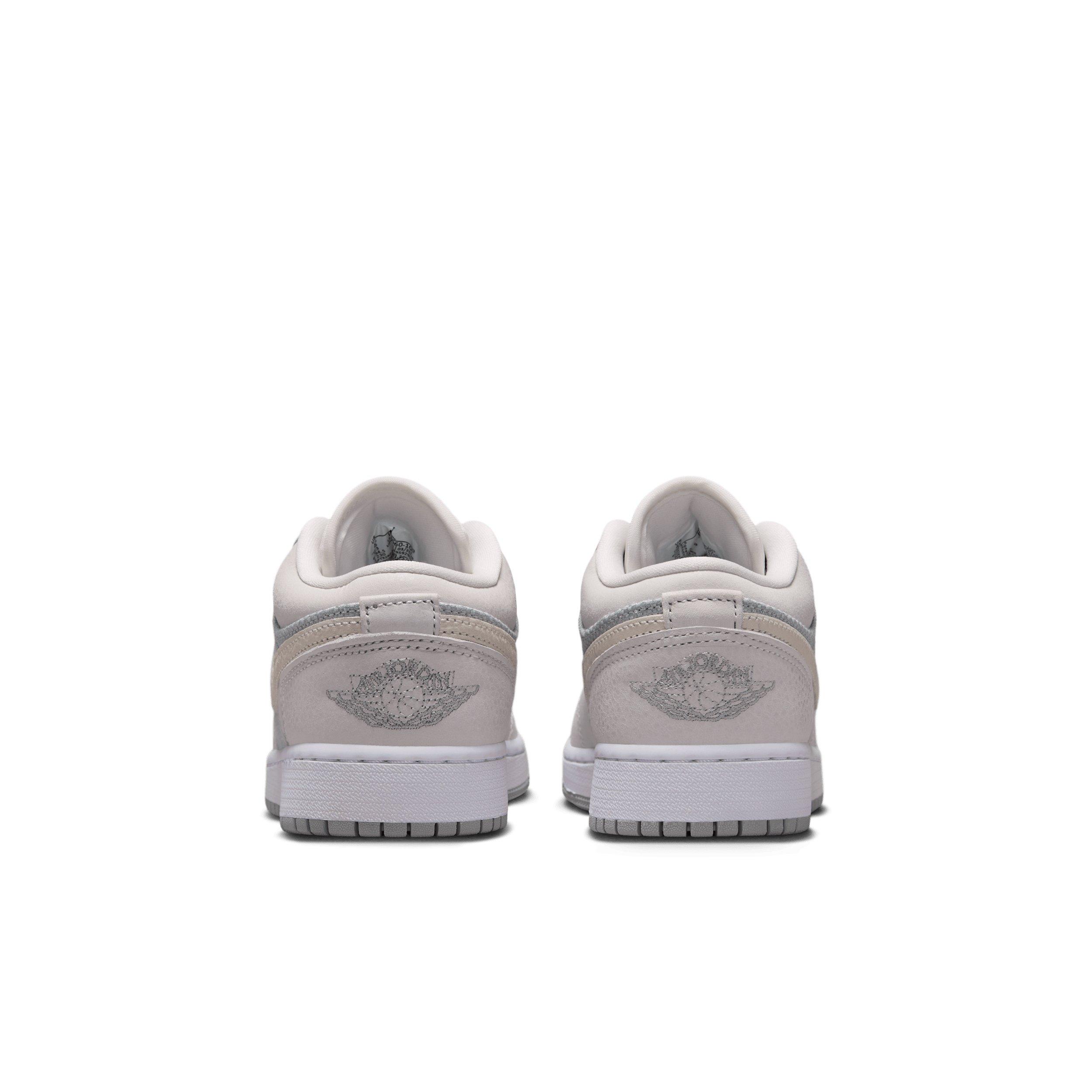 Jordan 1 Low SE "Off White/Soft Pearl/Light Smoke Grey" Grade School Boys' Shoe - OFF WHITE/PEARL/LT GREY