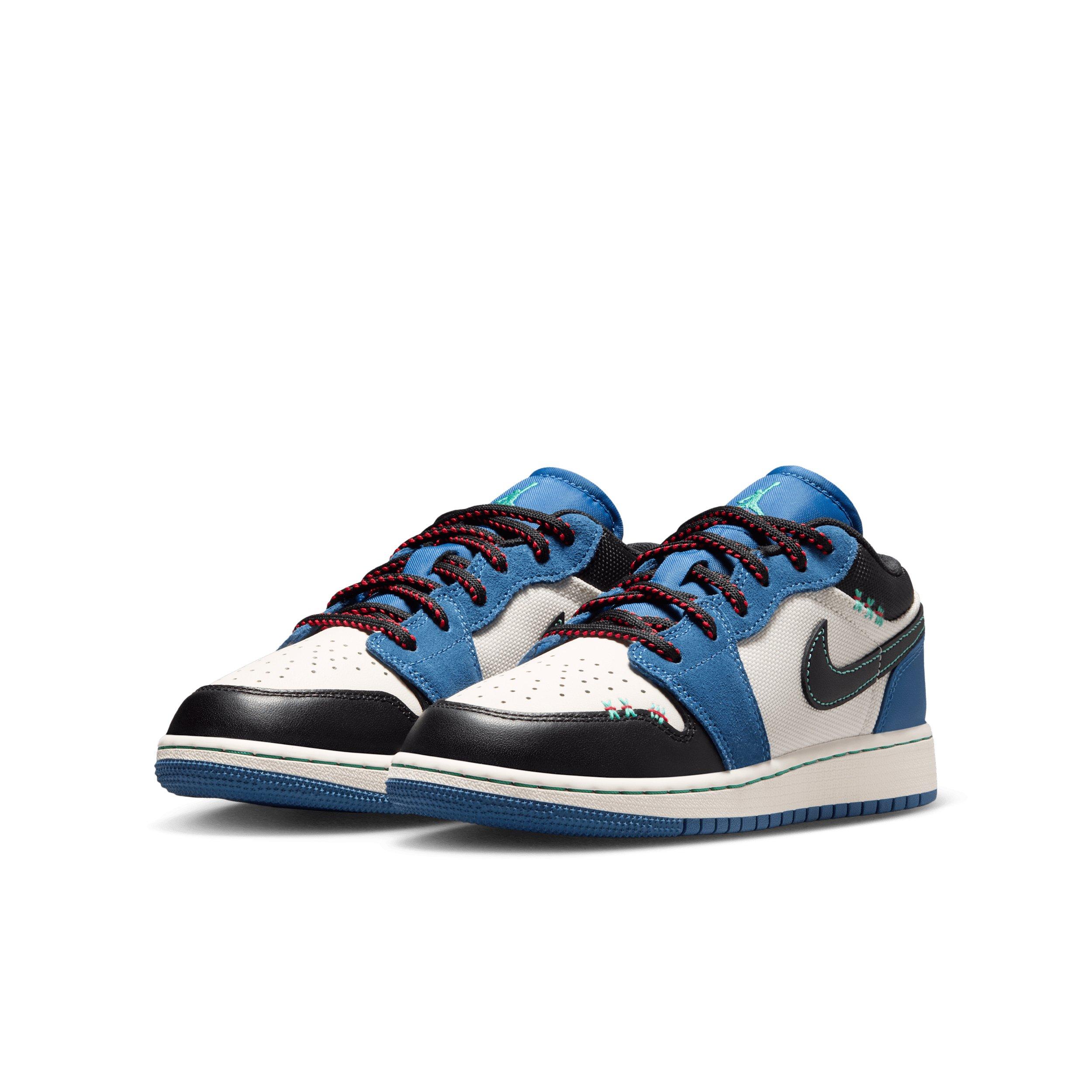 Jordan 1 Low SE "True Blue/University Red/Kinetic Green/Black" Grade School Boys' Shoe - BLUE/RED/GREEN/BLACK