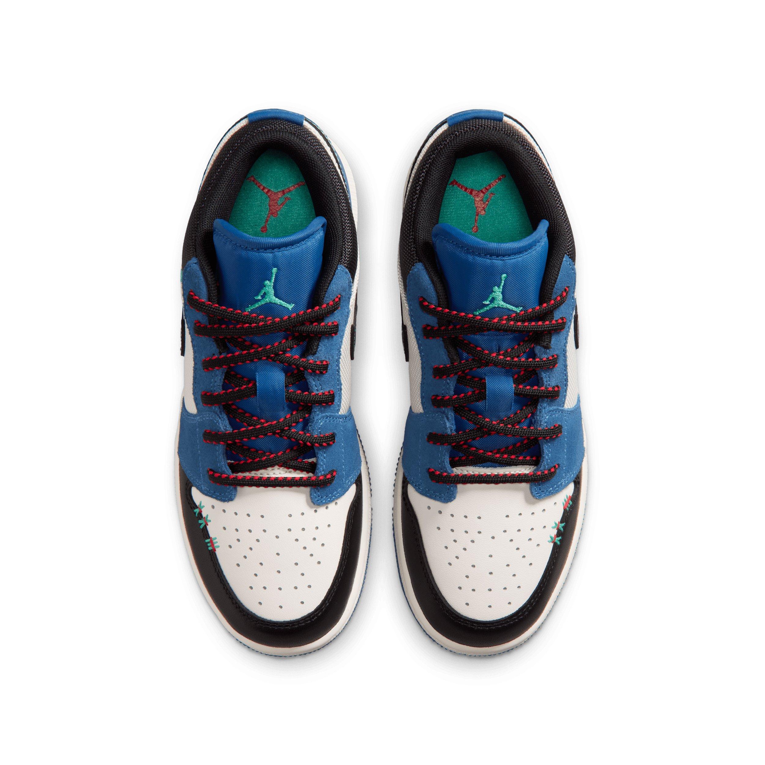 Jordan 1 Low SE "True Blue/University Red/Kinetic Green/Black" Grade School Boys' Shoe - BLUE/RED/GREEN/BLACK
