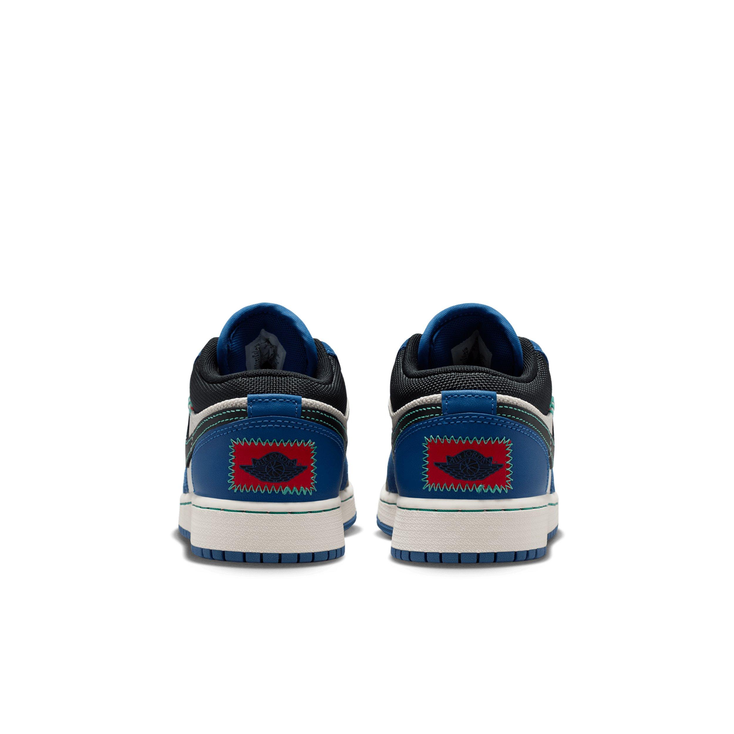 Jordan 1 Low SE "True Blue/University Red/Kinetic Green/Black" Grade School Boys' Shoe - BLUE/RED/GREEN/BLACK