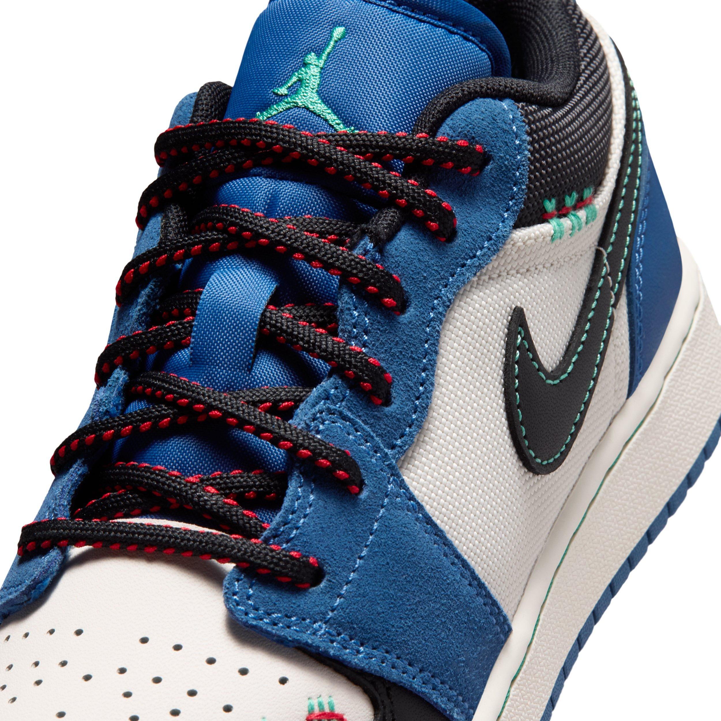 Jordan 1 Low SE "True Blue/University Red/Kinetic Green/Black" Grade School Boys' Shoe - BLUE/RED/GREEN/BLACK
