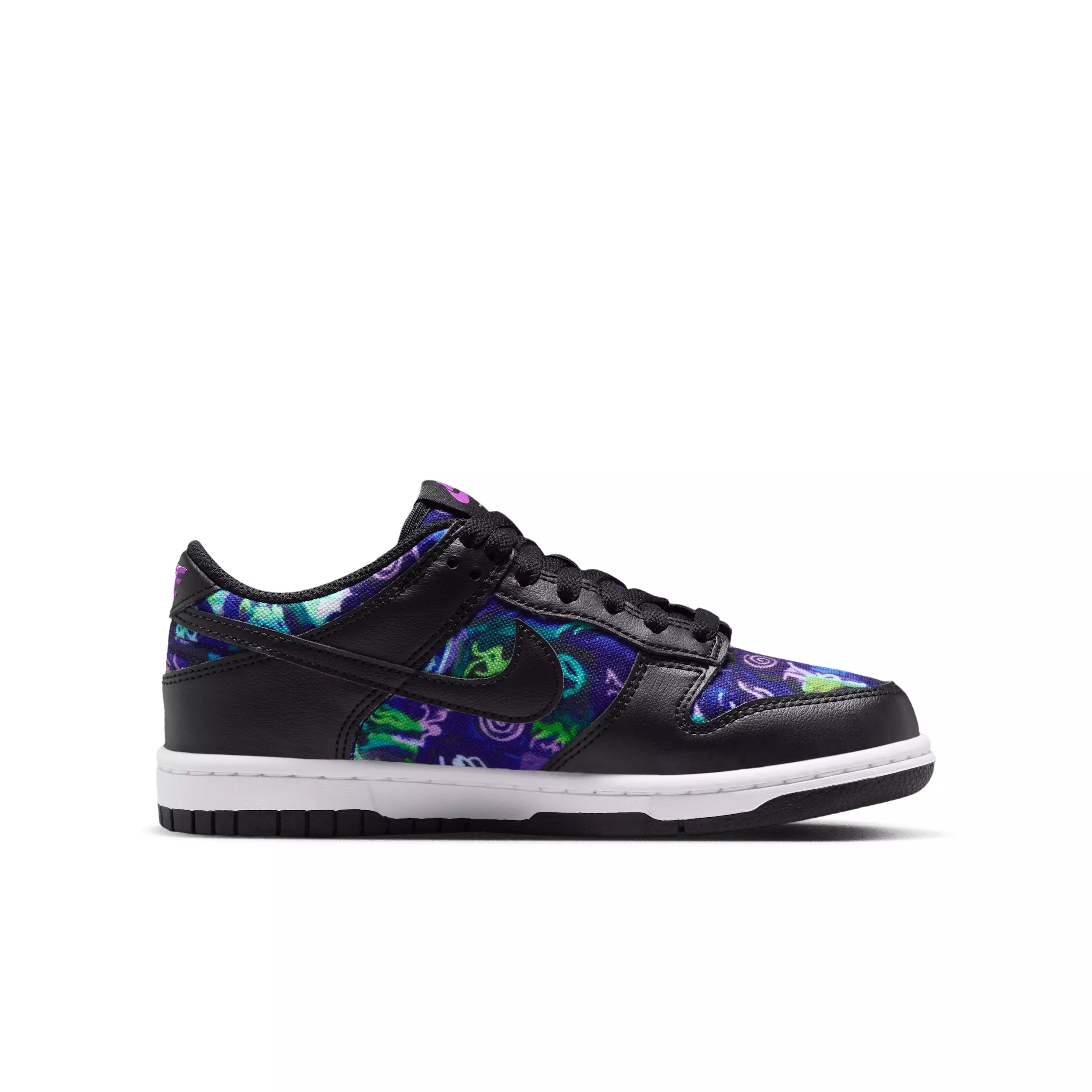 Nike Dunk Low "Multi-Color/Vivid Purple/Metallic Silver/Black" Grade School Girls' Shoe - MULTI COLOR/PURPLE/SILVER/BLACK