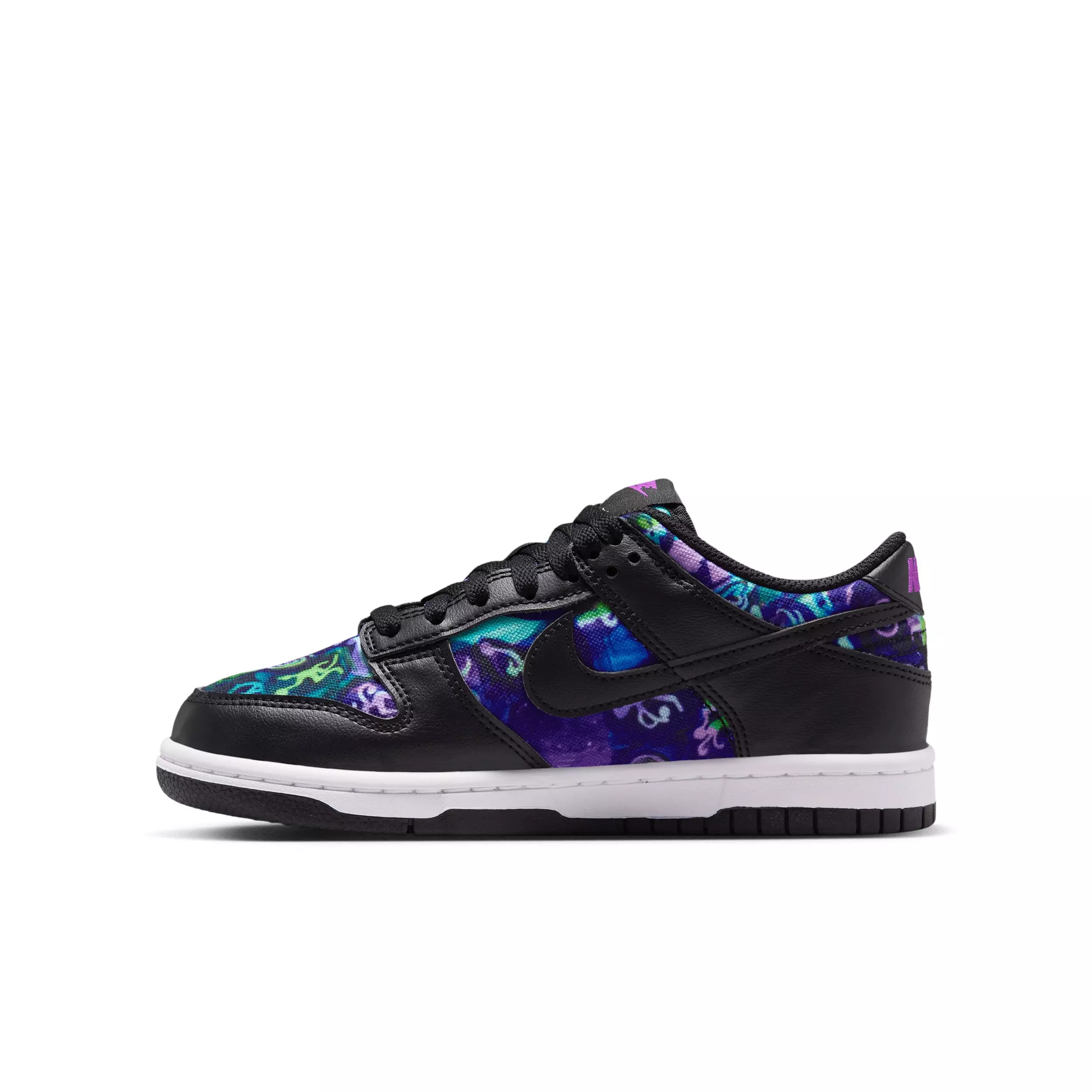 Nike Dunk Low "Multi-Color/Vivid Purple/Metallic Silver/Black" Grade School Girls' Shoe - MULTI COLOR/PURPLE/SILVER/BLACK