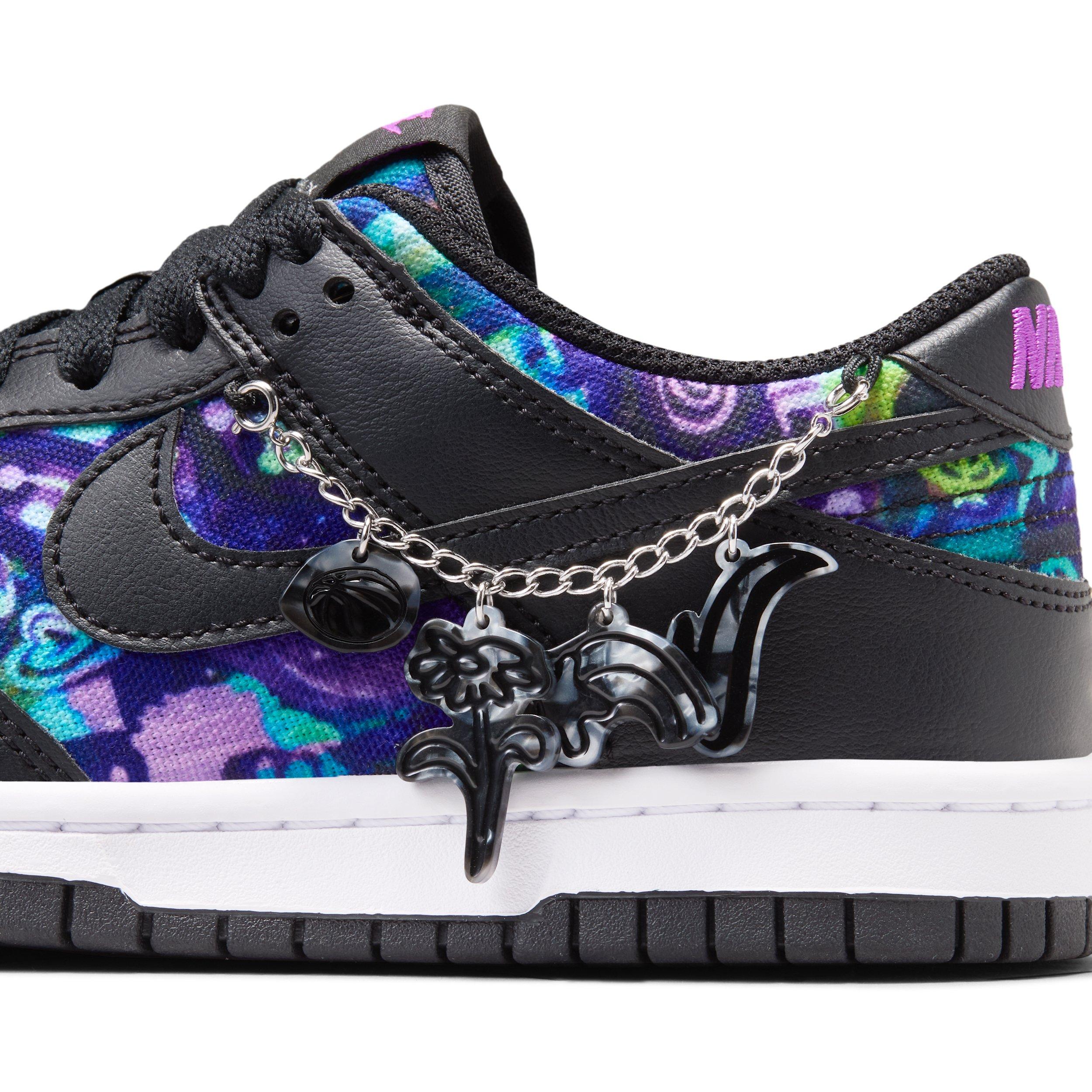 Nike Dunk Low Grade School Girls' "Multi-Color/Vivid Purple/Metallic Silver/Black" Shoe