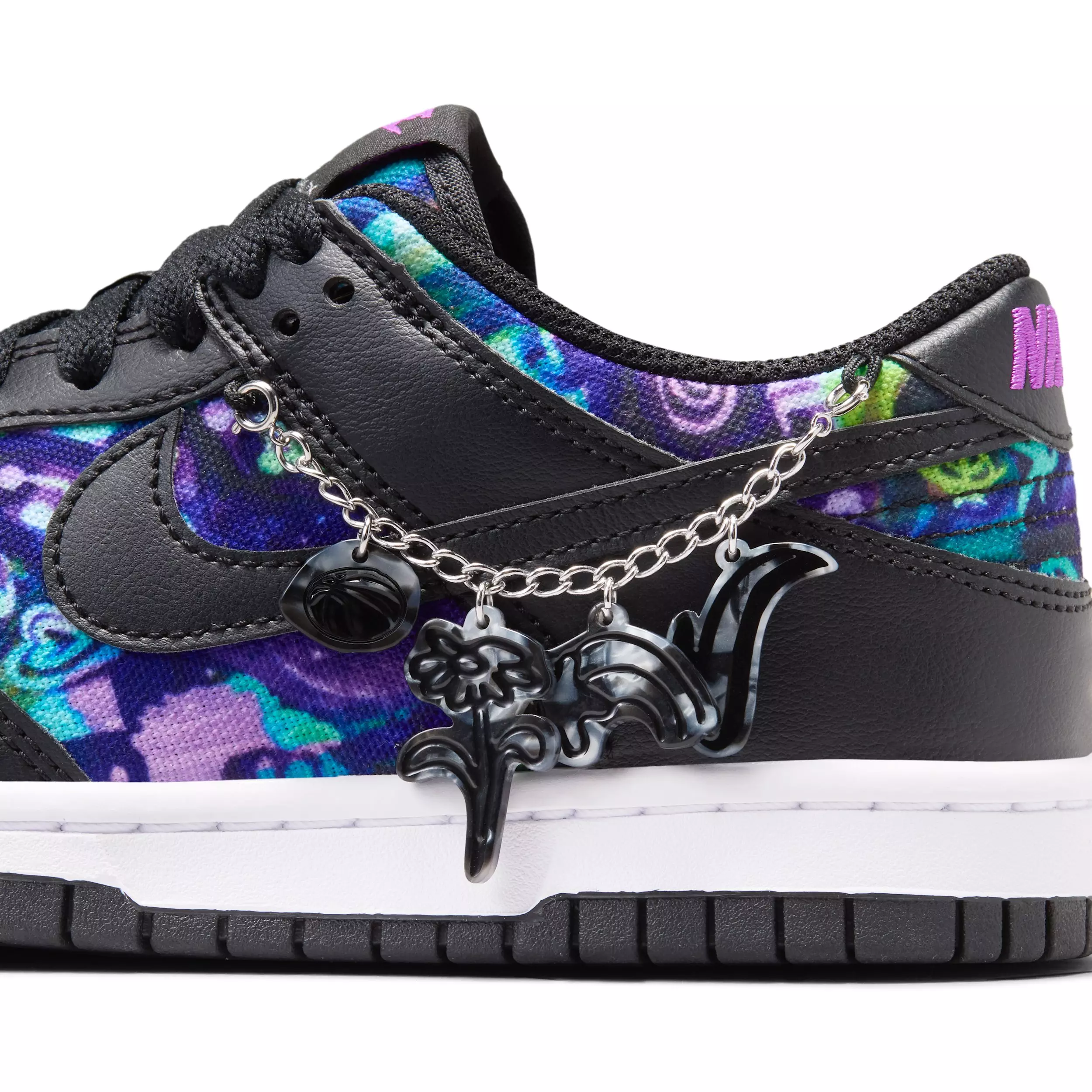 Nike Dunk Low "Multi-Color/Vivid Purple/Metallic Silver/Black" Grade School Girls' Shoe - MULTI COLOR/PURPLE/SILVER/BLACK