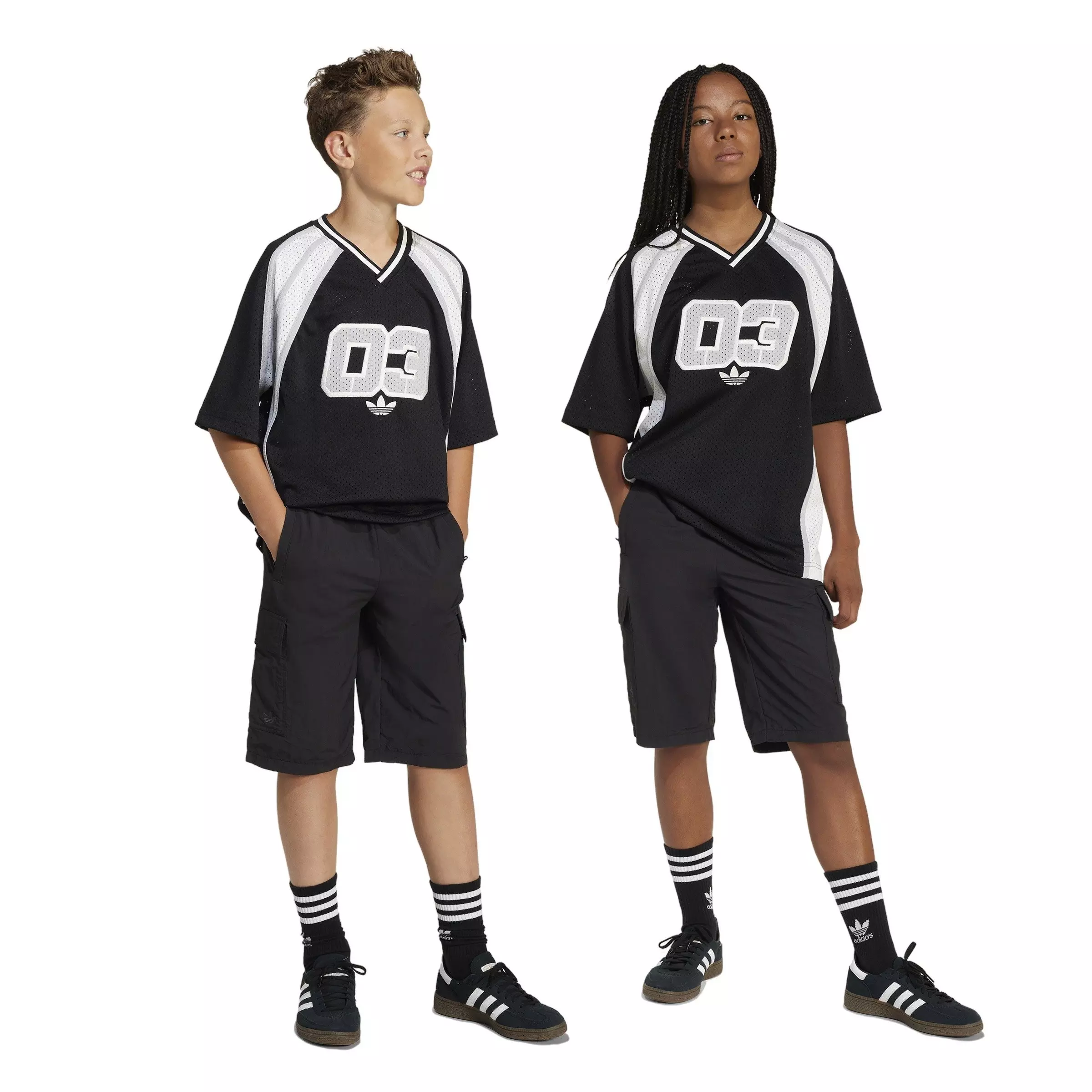 adidas Originals Big Kids' Trefoil Essentials Cargo Shorts -Black - BLACK