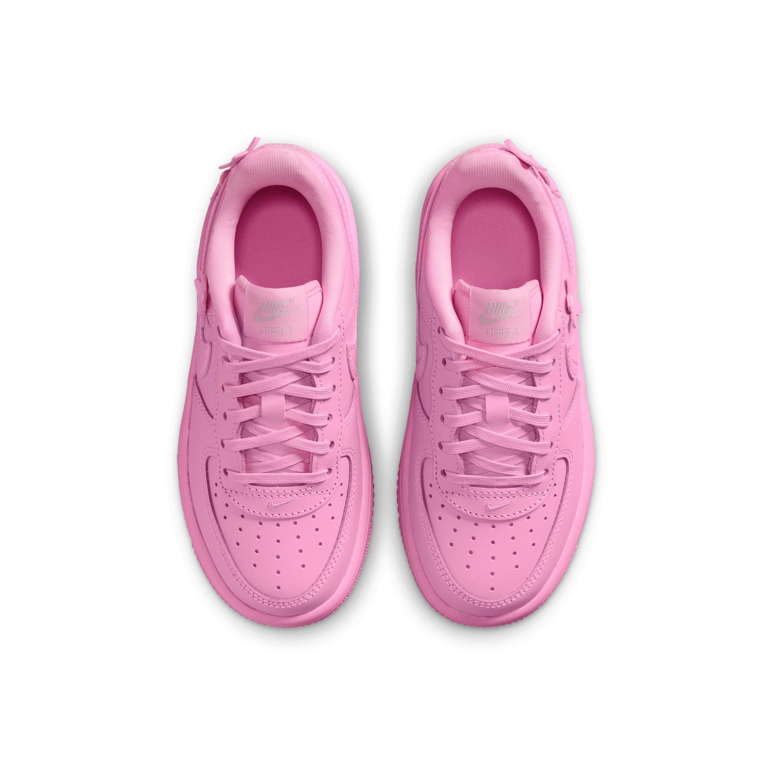 Nike Air Force 1 "Pink Rise/Pink Foam/Metallic Silver/Pink Rise" Preschool Girls' Shoe - PINK/PINK/SILVER/PINK Thumbnail View 4