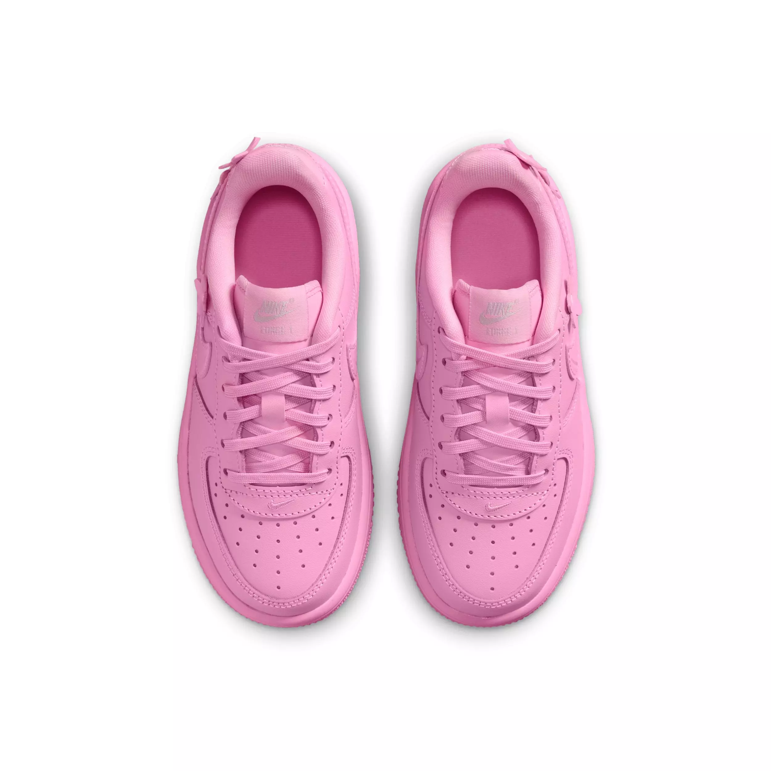 Nike Air Force 1 "Pink Rise/Pink Foam/Metallic Silver/Pink Rise" Preschool Girls' Shoe - PINK/PINK/SILVER/PINK
