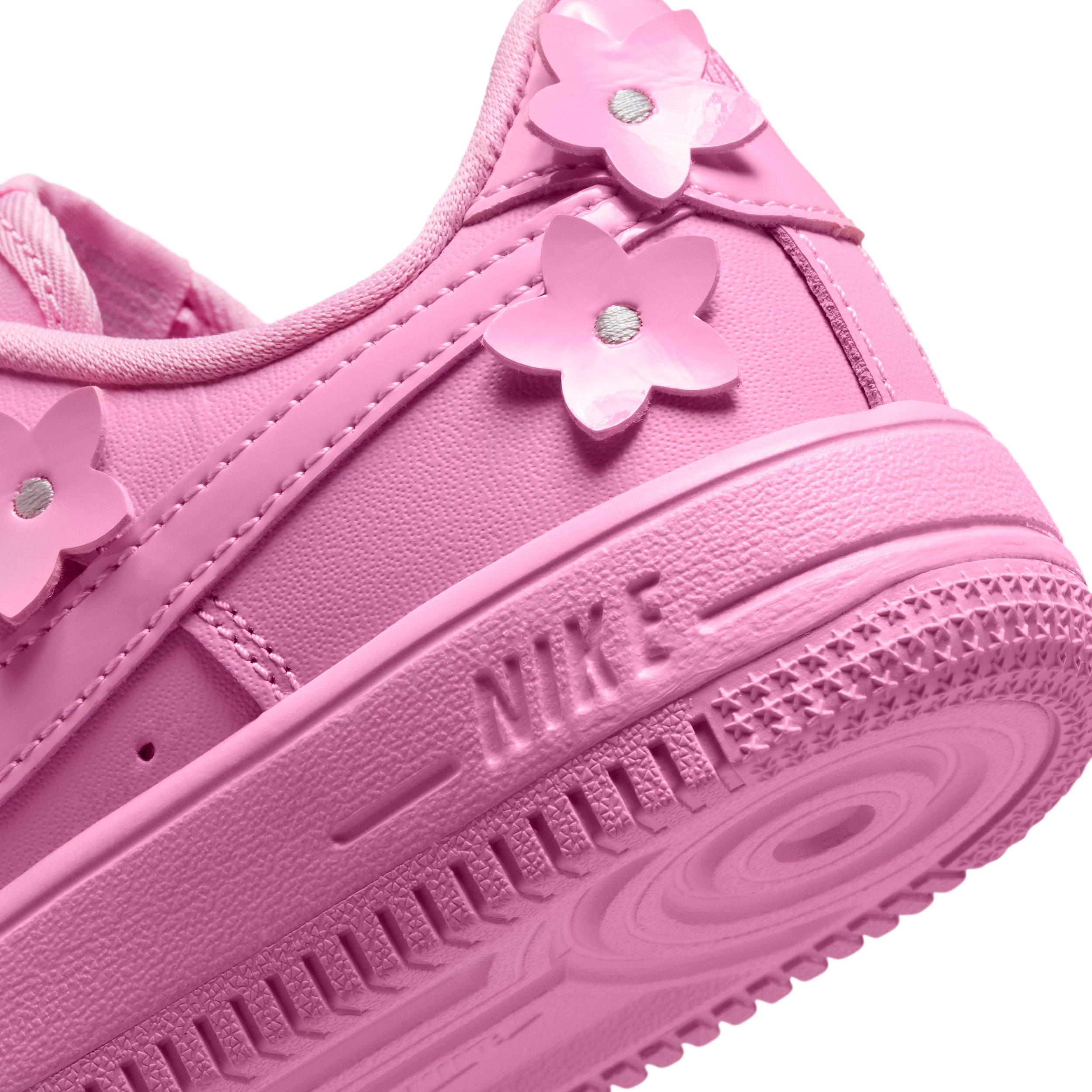 Nike Air Force 1 "Pink Rise/Pink Foam/Metallic Silver/Pink Rise" Preschool Girls' Shoe - PINK/PINK/SILVER/PINK Thumbnail View 8