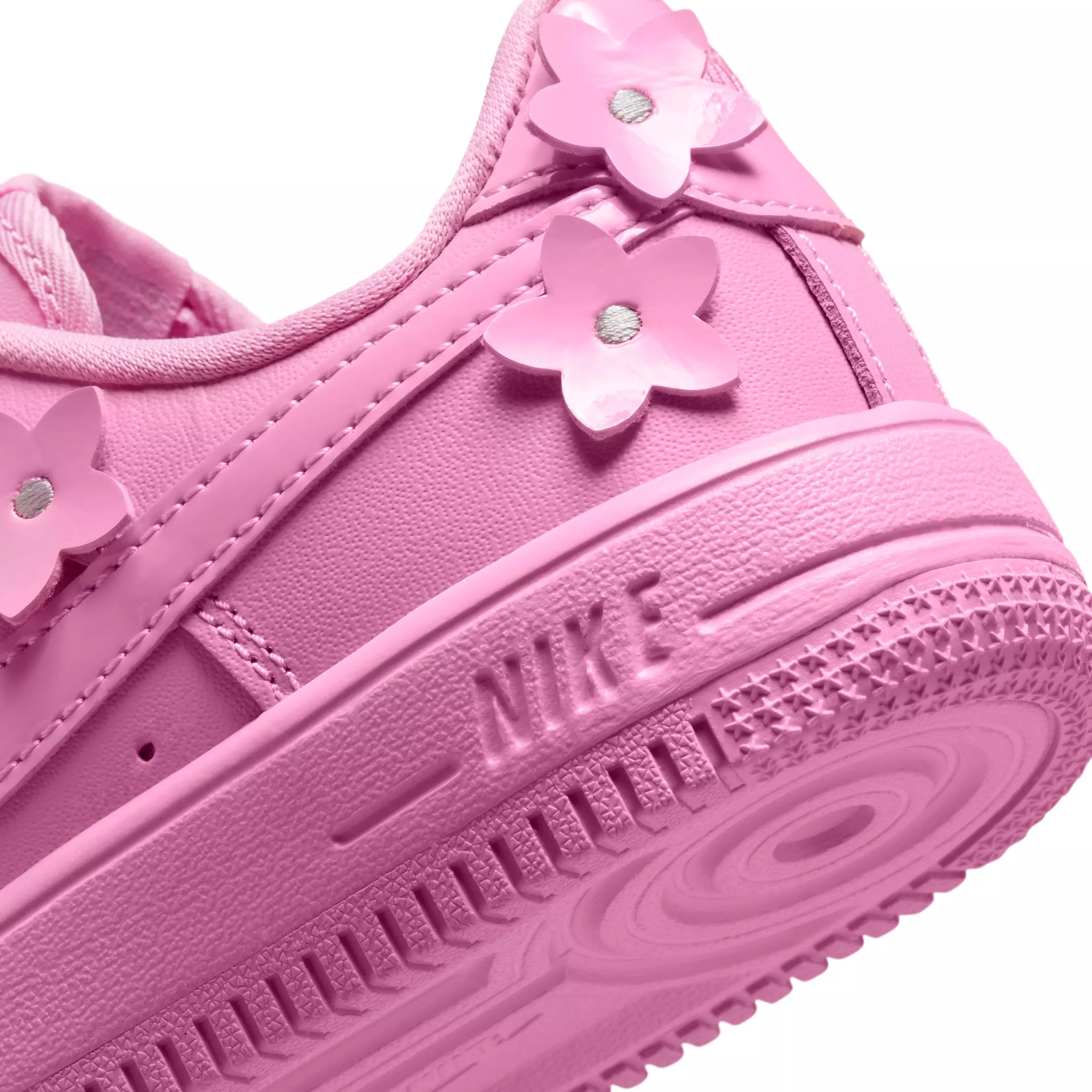 Nike Air Force 1 "Pink Rise/Pink Foam/Metallic Silver/Pink Rise" Preschool Girls' Shoe - PINK/PINK/SILVER/PINK