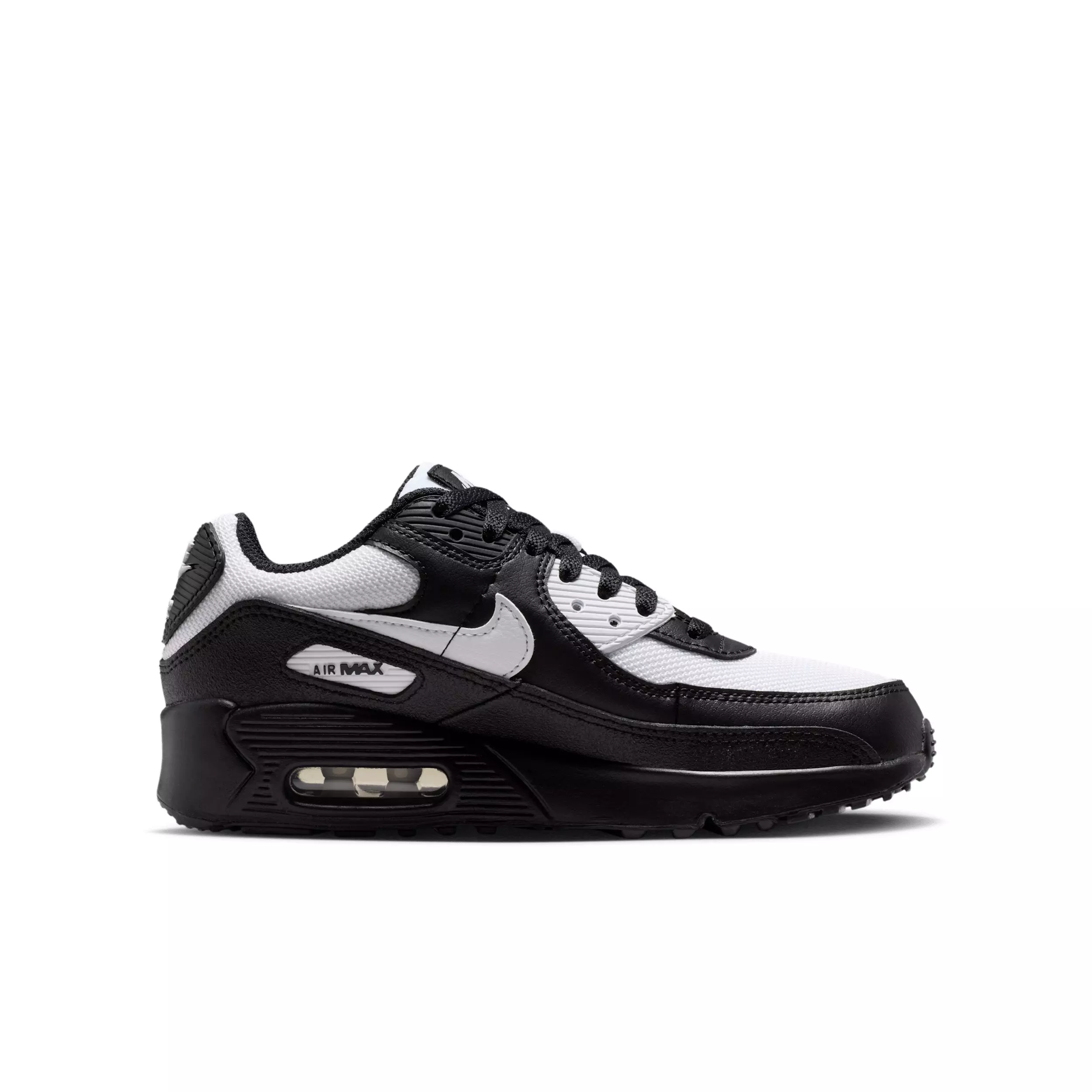 Nike Air Max 90 Mesh "Black/White" Grade School Boys' Shoe - BLACK/WHITE
