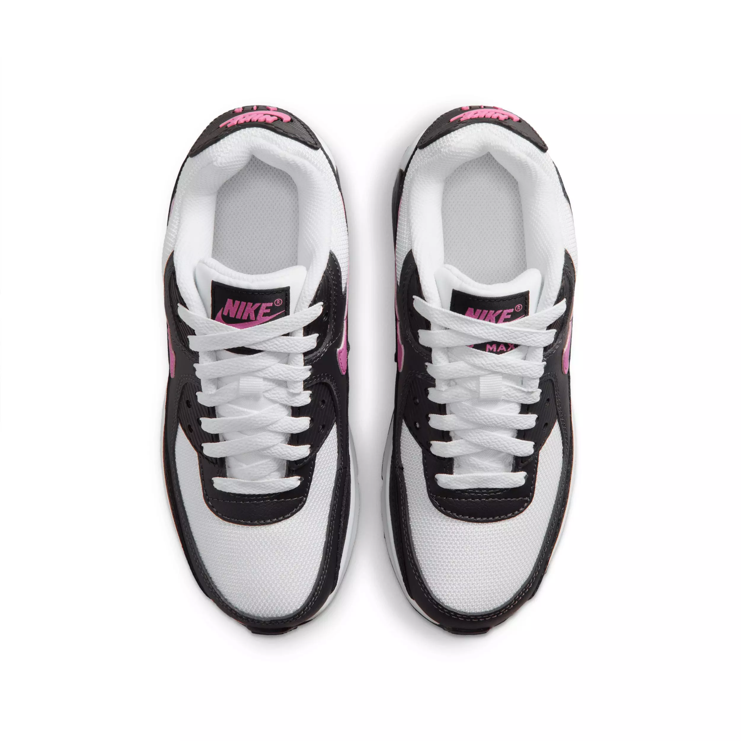 Nike Air Max 90 Mesh "White/Black/Anthracite/Playful Pink" Grade School Girls' Shoe - WHITE/BLACK/ANTHRACITE/PINK