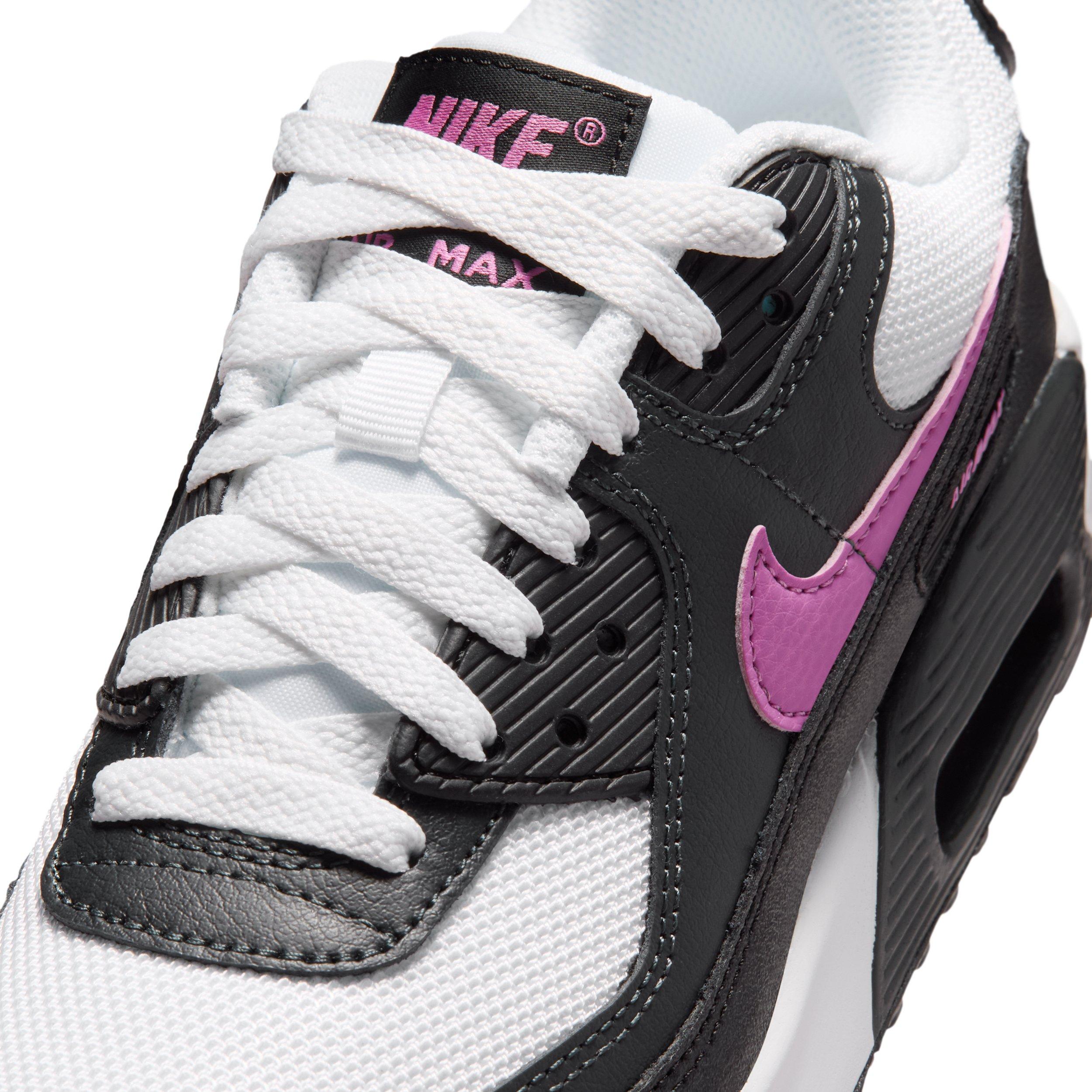 Nike Air Max 90 Mesh Grade School Girls' "White/Black/Anthracite/Playful Pink" Shoe