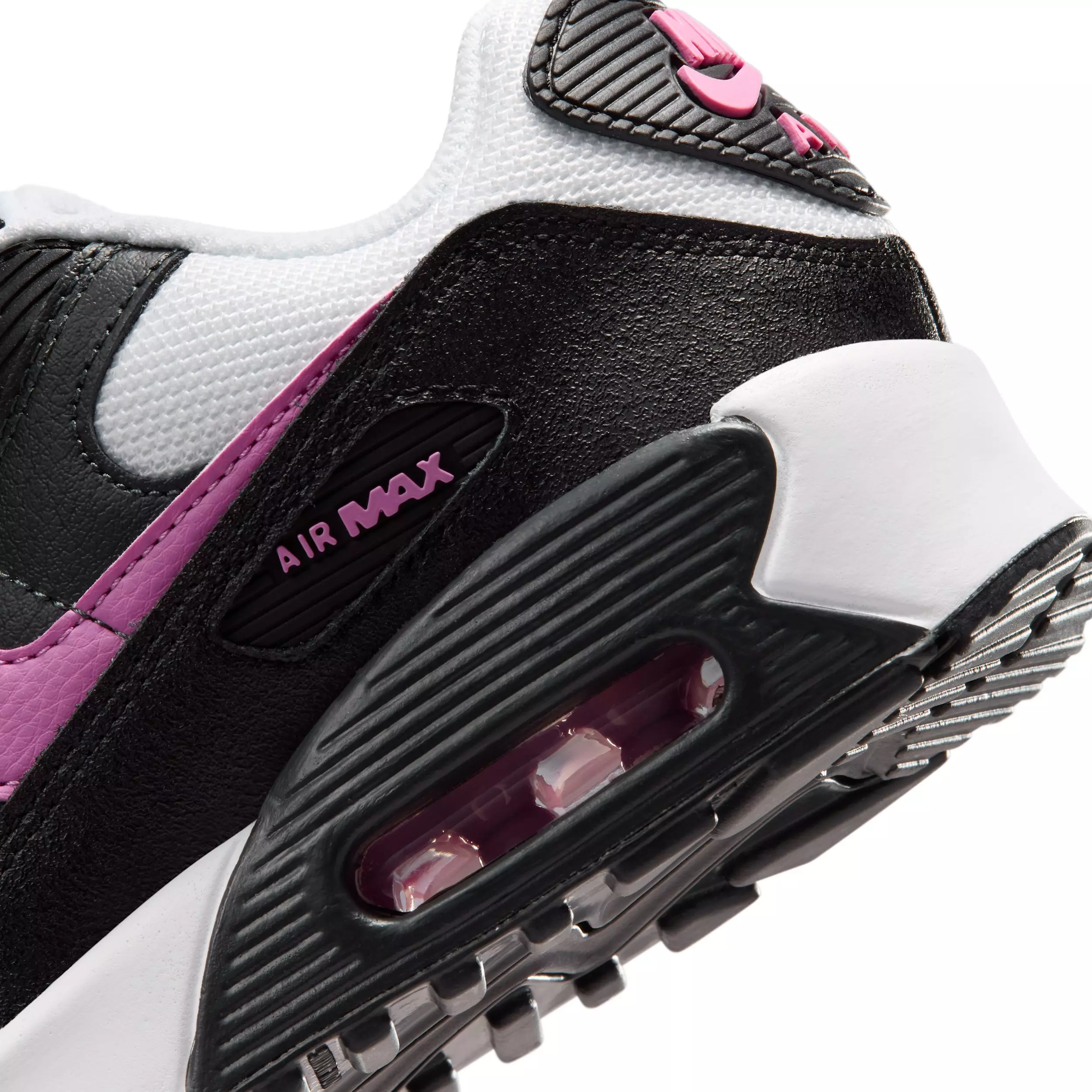 Nike Air Max 90 Mesh "White/Black/Anthracite/Playful Pink" Grade School Girls' Shoe - WHITE/BLACK/ANTHRACITE/PINK