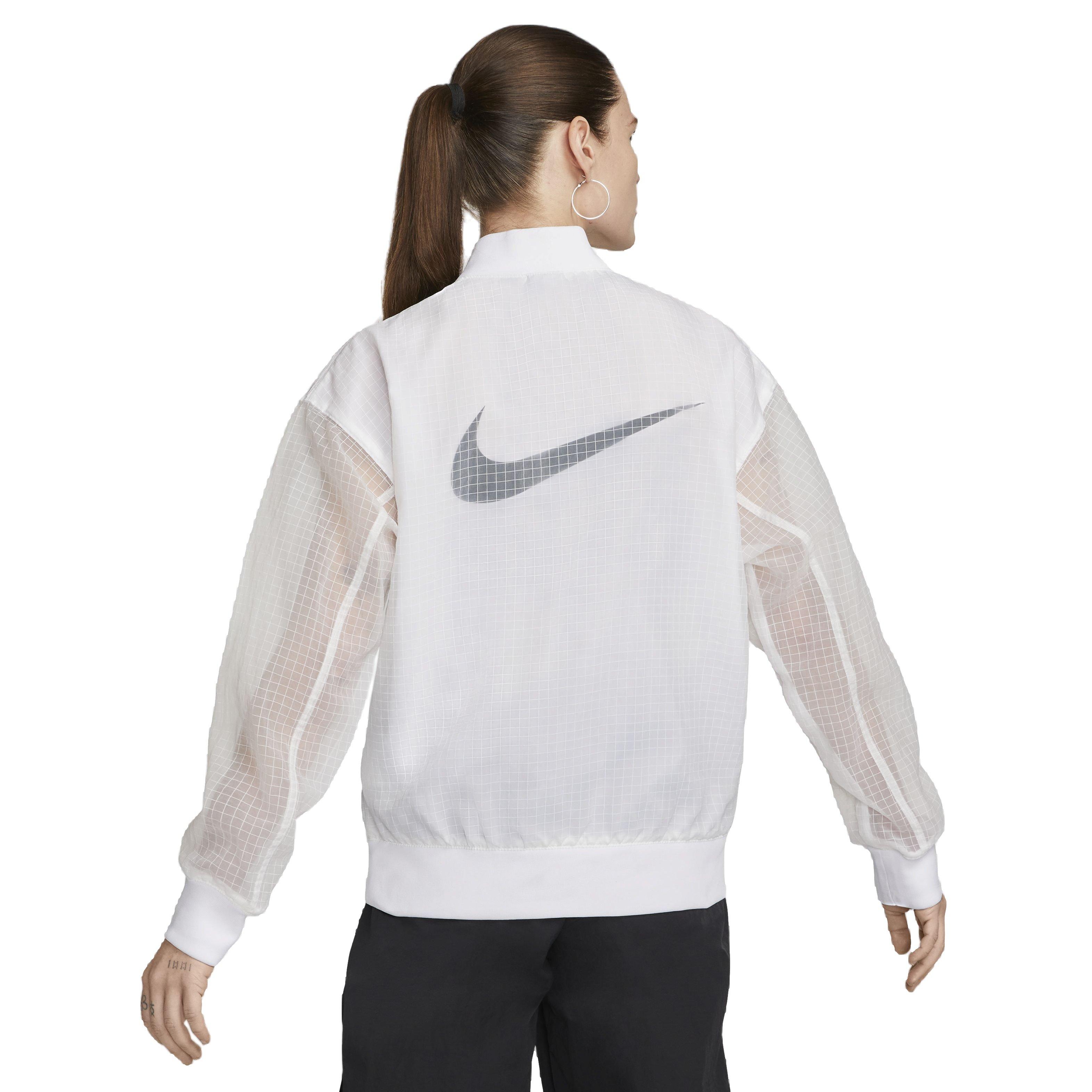 Nike Women's Sportswear Essential Woven Varsity Bomber Jacket - WHITE Thumbnail View 2