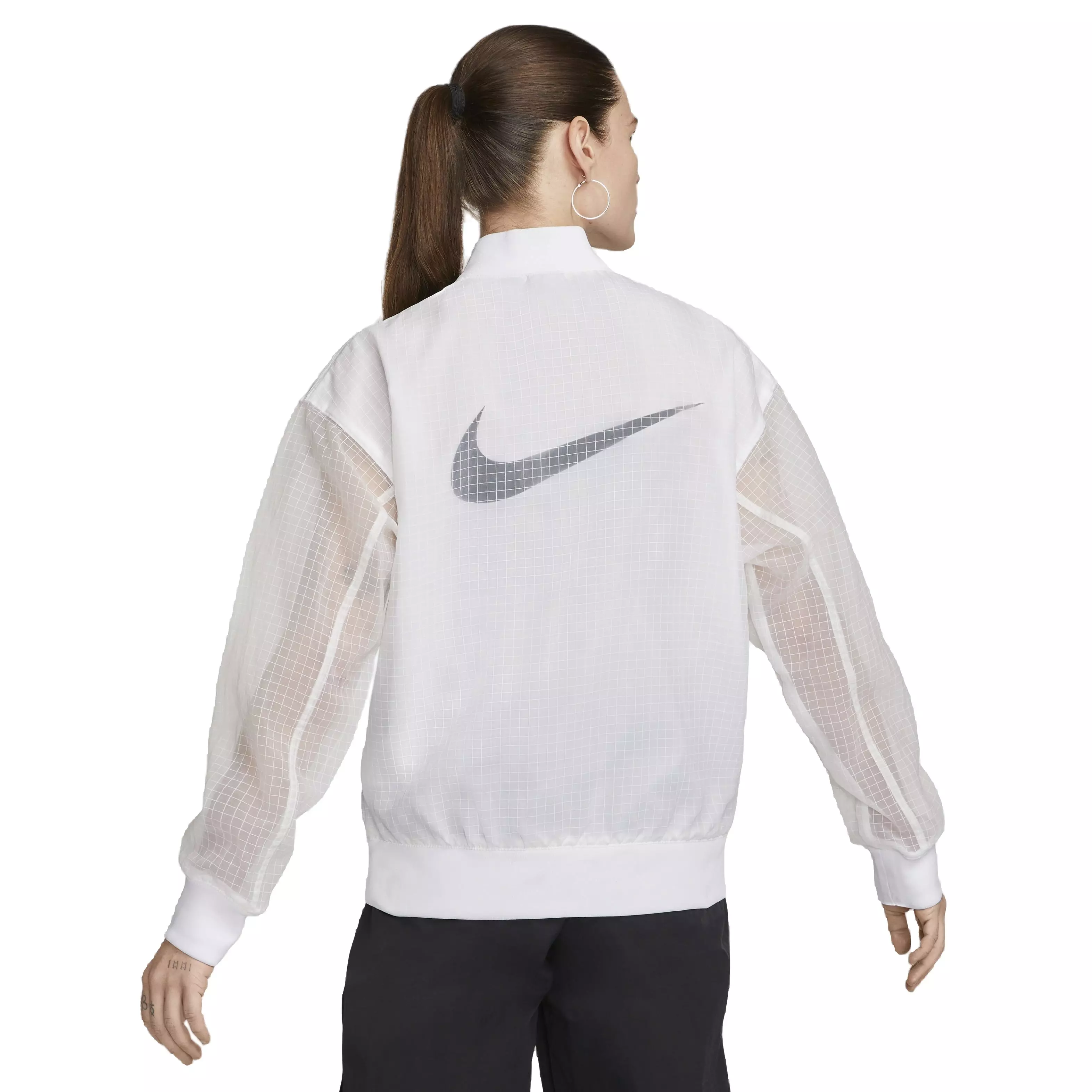 Nike Women's Sportswear Essential Woven Varsity Bomber Jacket - WHITE