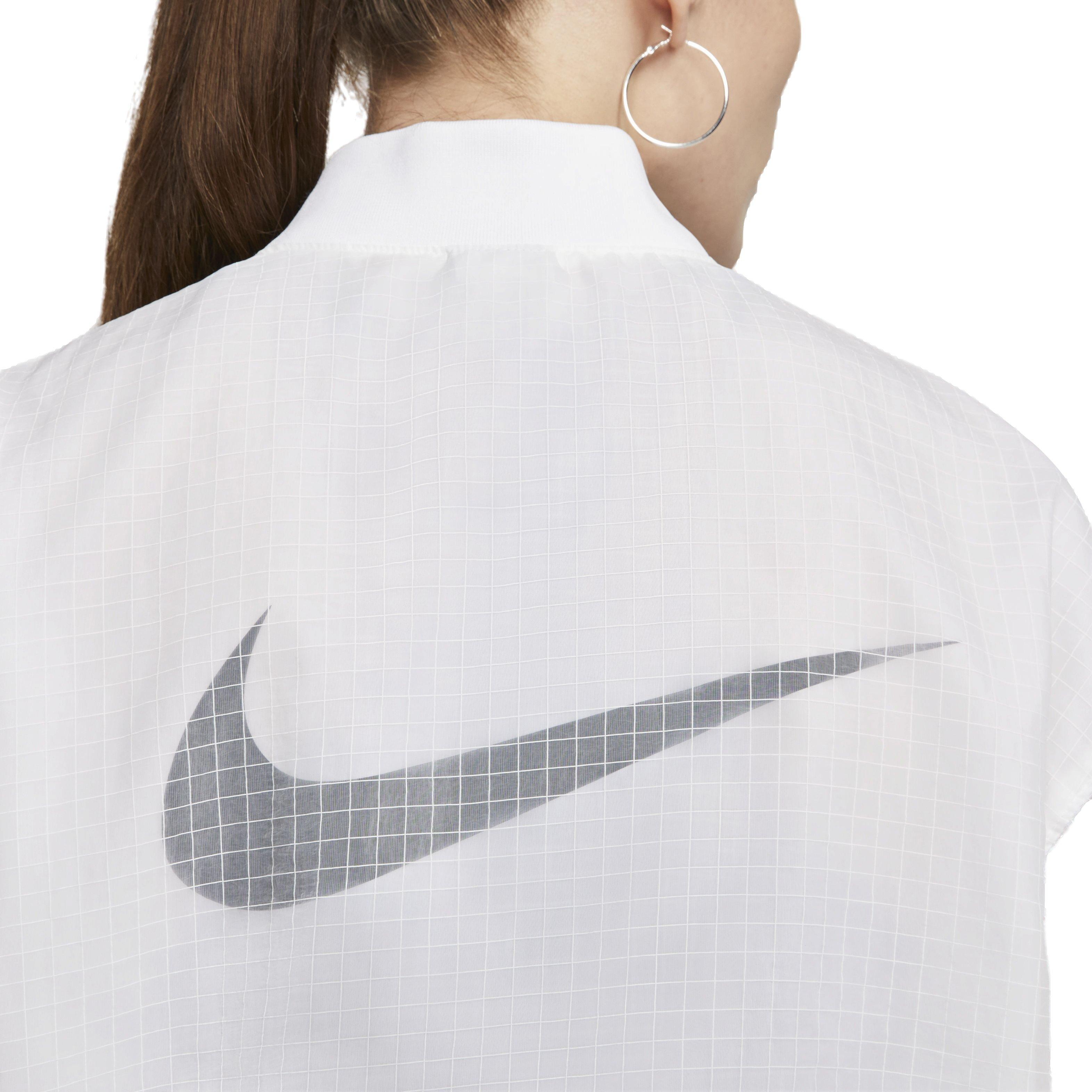 Nike Women's Sportswear Essential Woven Varsity Bomber Jacket - WHITE Thumbnail View 7