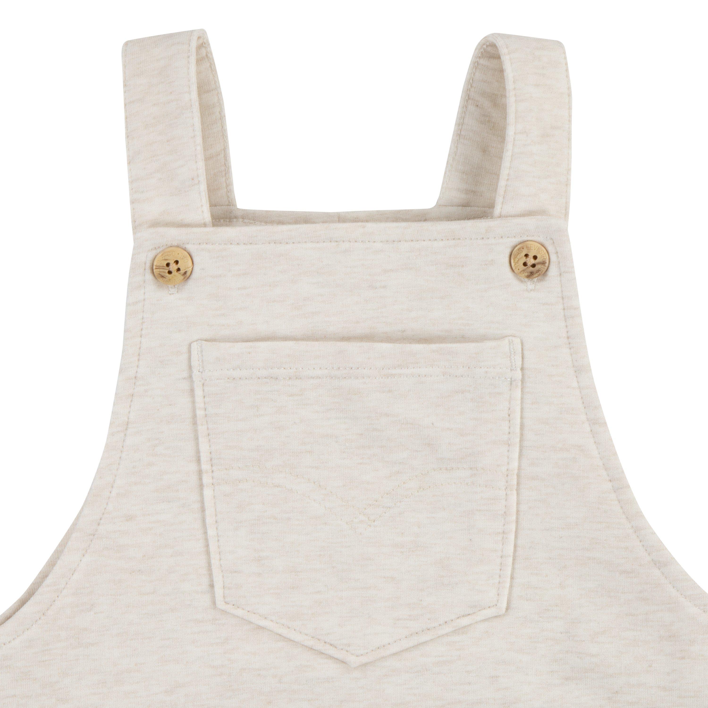 Levi's Front Arcuate Baby Boys' Heather Oatmeal Pocket Overalls - OATMEAL HEATHER Thumbnail View 3