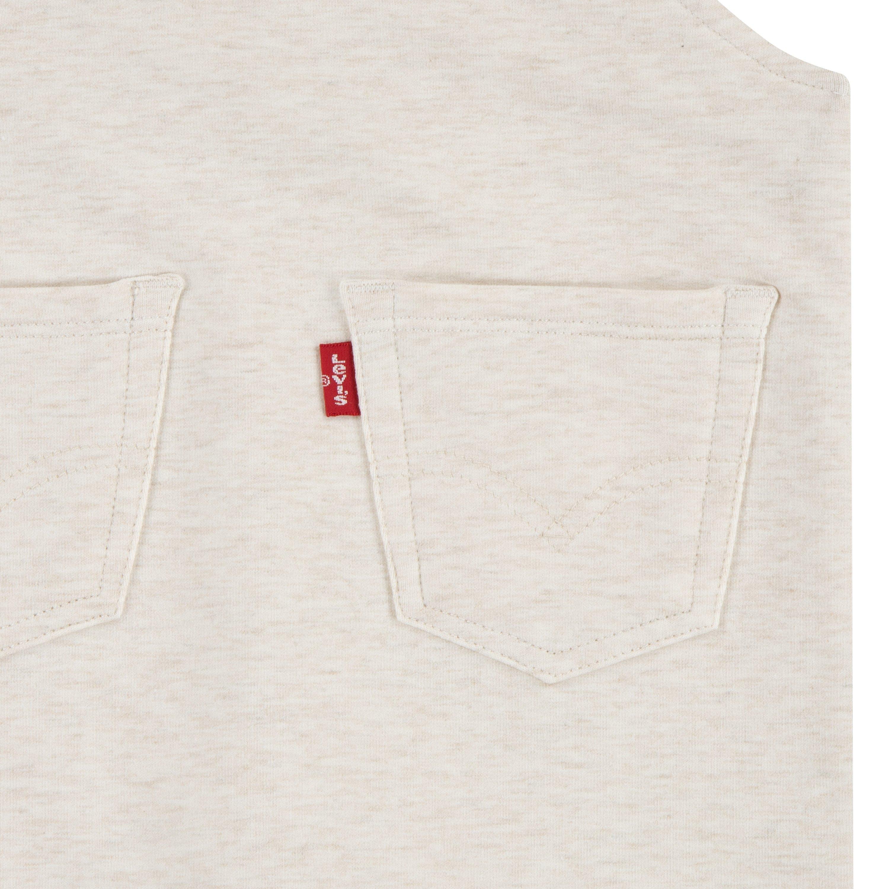 Levi's Front Arcuate Baby Boys' Heather Oatmeal Pocket Overalls - OATMEAL HEATHER Thumbnail View 4
