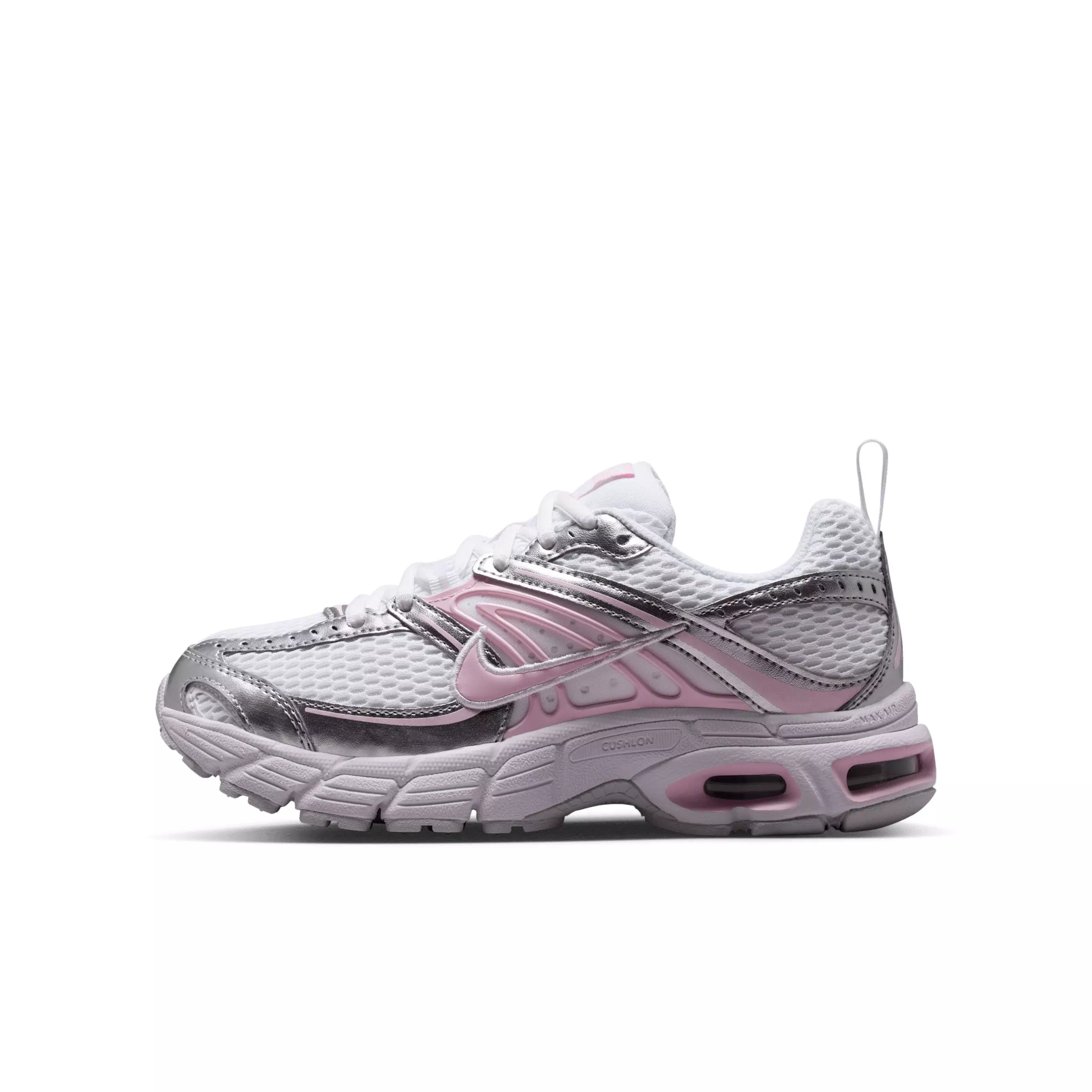 Nike Air Max Moto 2K "White/Pure Platinum/Metallic Silver/Pink Foam" Grade School Girls' Shoe - WHITE/PLATINUM/SILVER/PINK