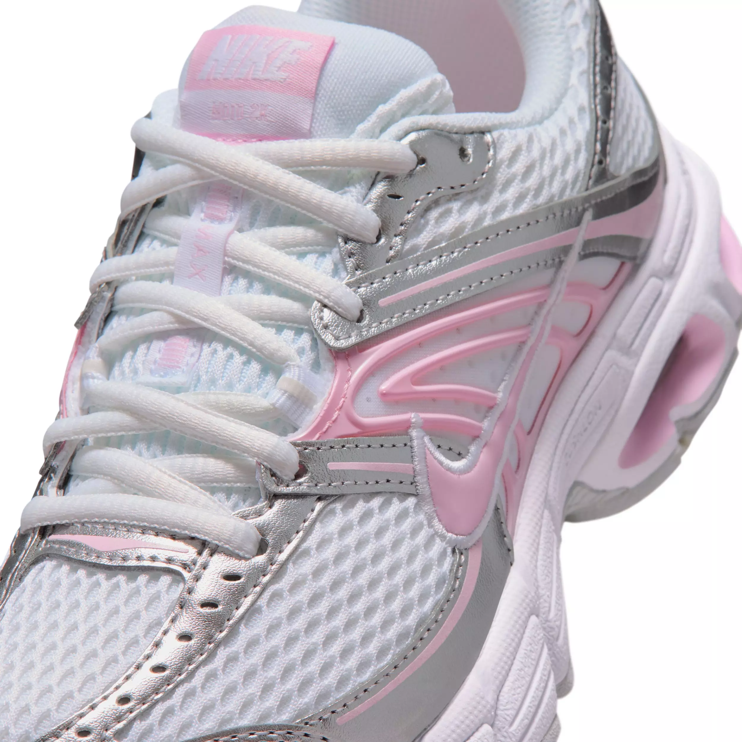 Nike Air Max Moto 2K "White/Pure Platinum/Metallic Silver/Pink Foam" Grade School Girls' Shoe - WHITE/PLATINUM/SILVER/PINK
