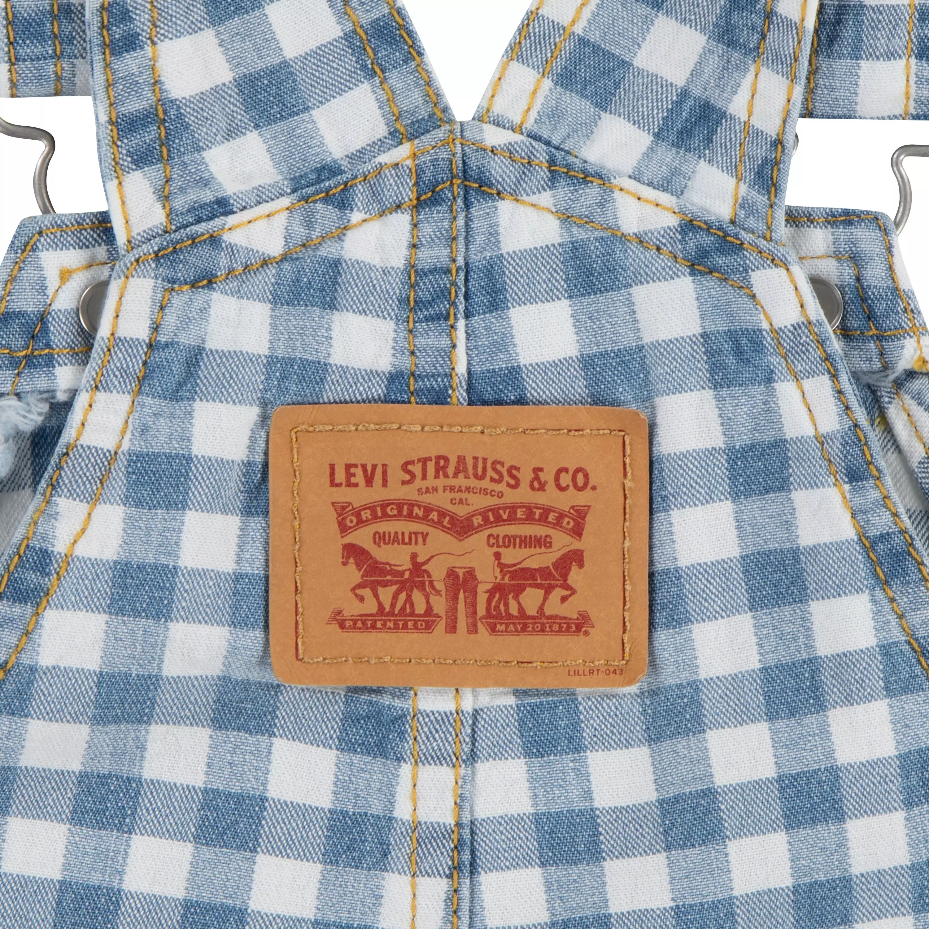 Levi's Gingham Infant Boys' Picnic Blues Denim Overalls - PICNIC BLUES