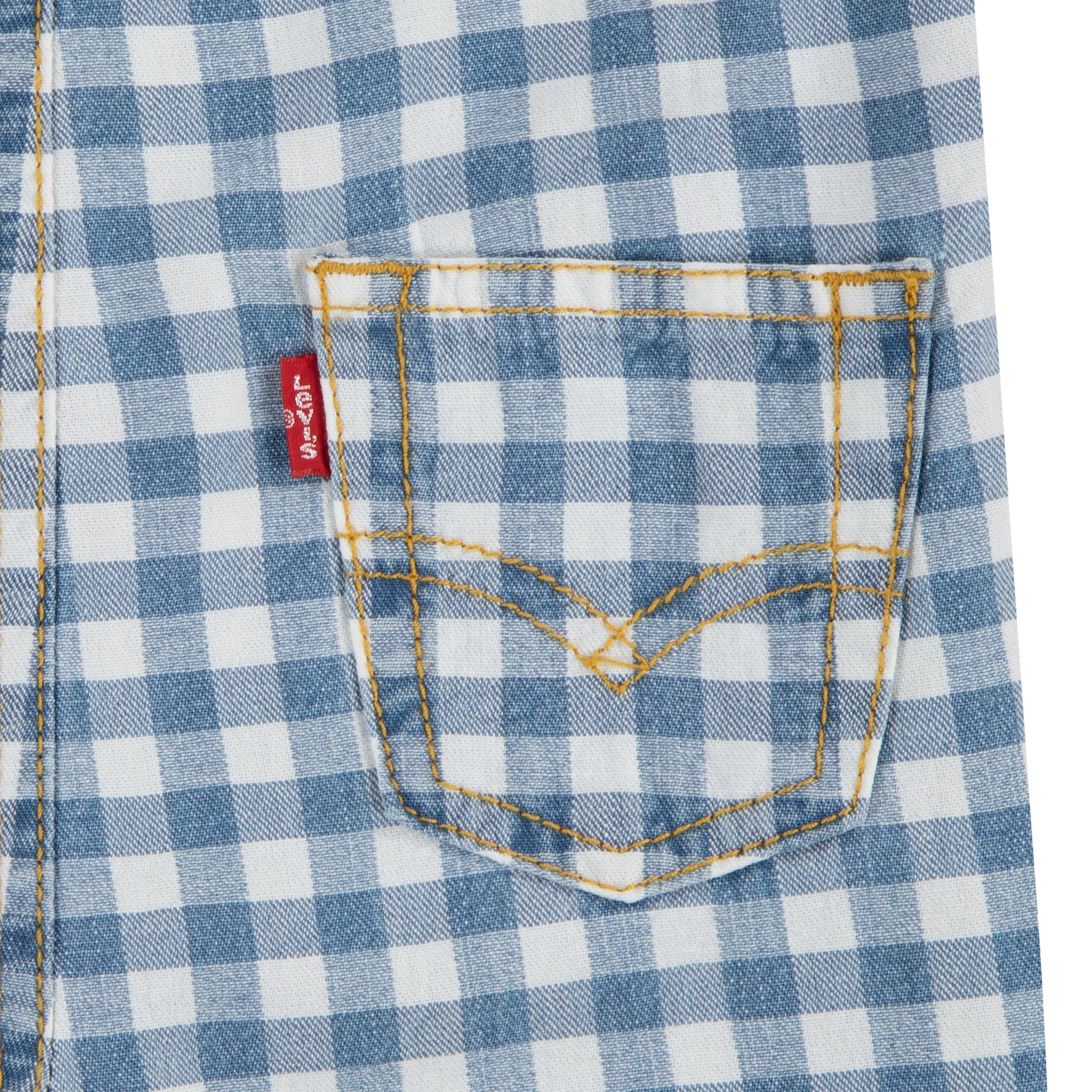 Levi's Gingham Infant Boys' Picnic Blue Denim Overalls - PICNIC BLUES Thumbnail View 5