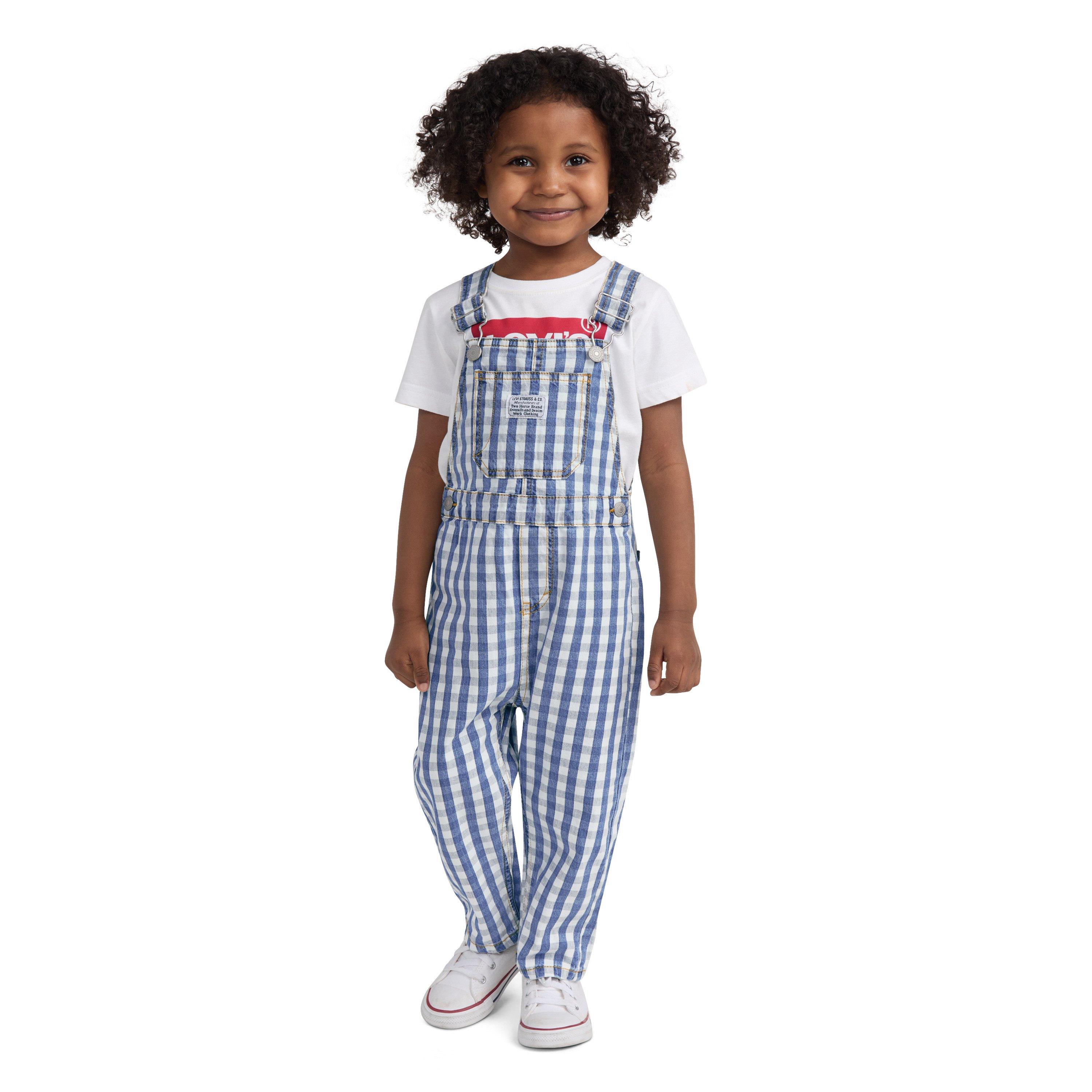 Levi's Toddler Boys' Gingham Picnic Blues Denim Overalls - PICNIC BLUES Thumbnail View 1