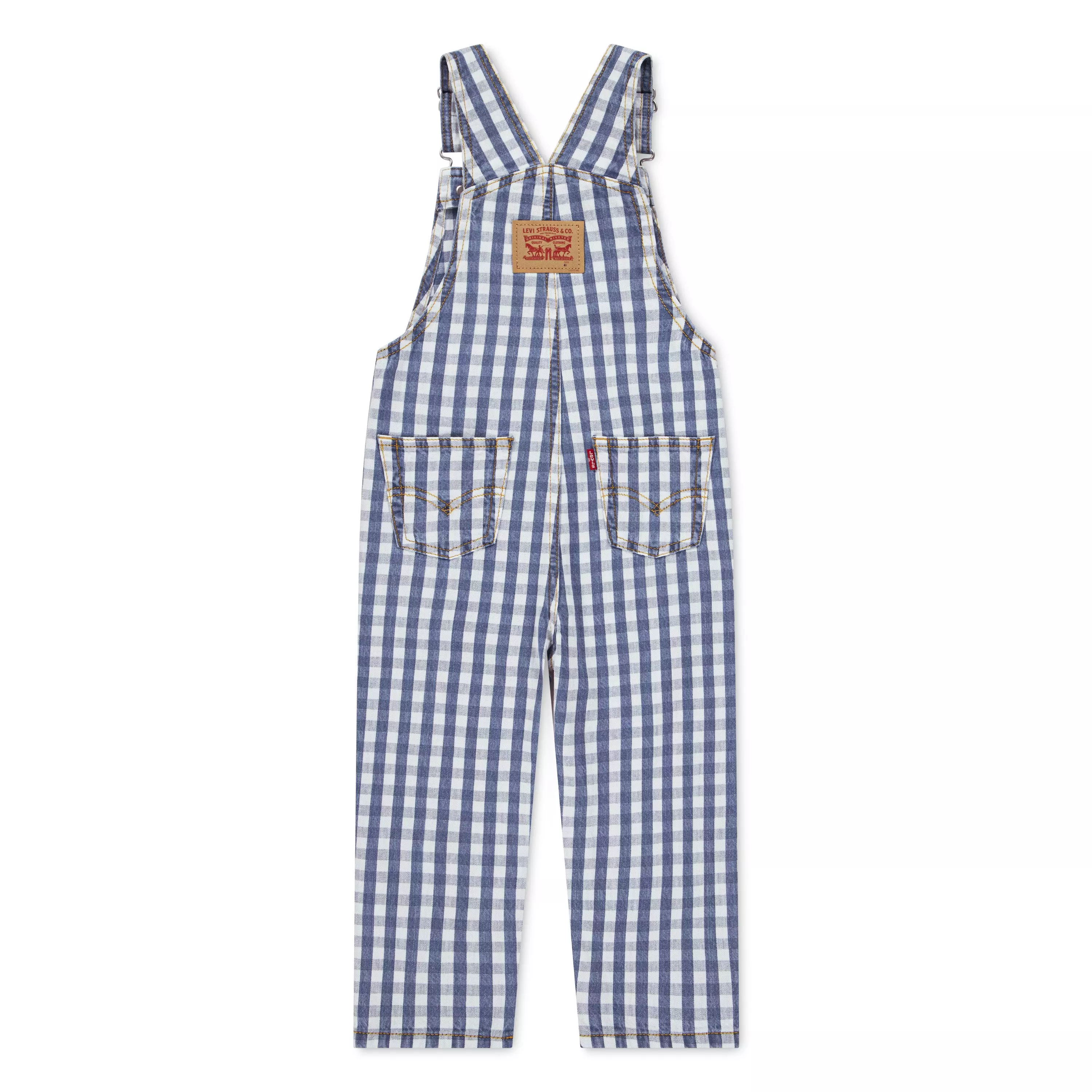 Levi's Toddler Boys' Gingham Picnic Blues Denim Overalls - PICNIC BLUES