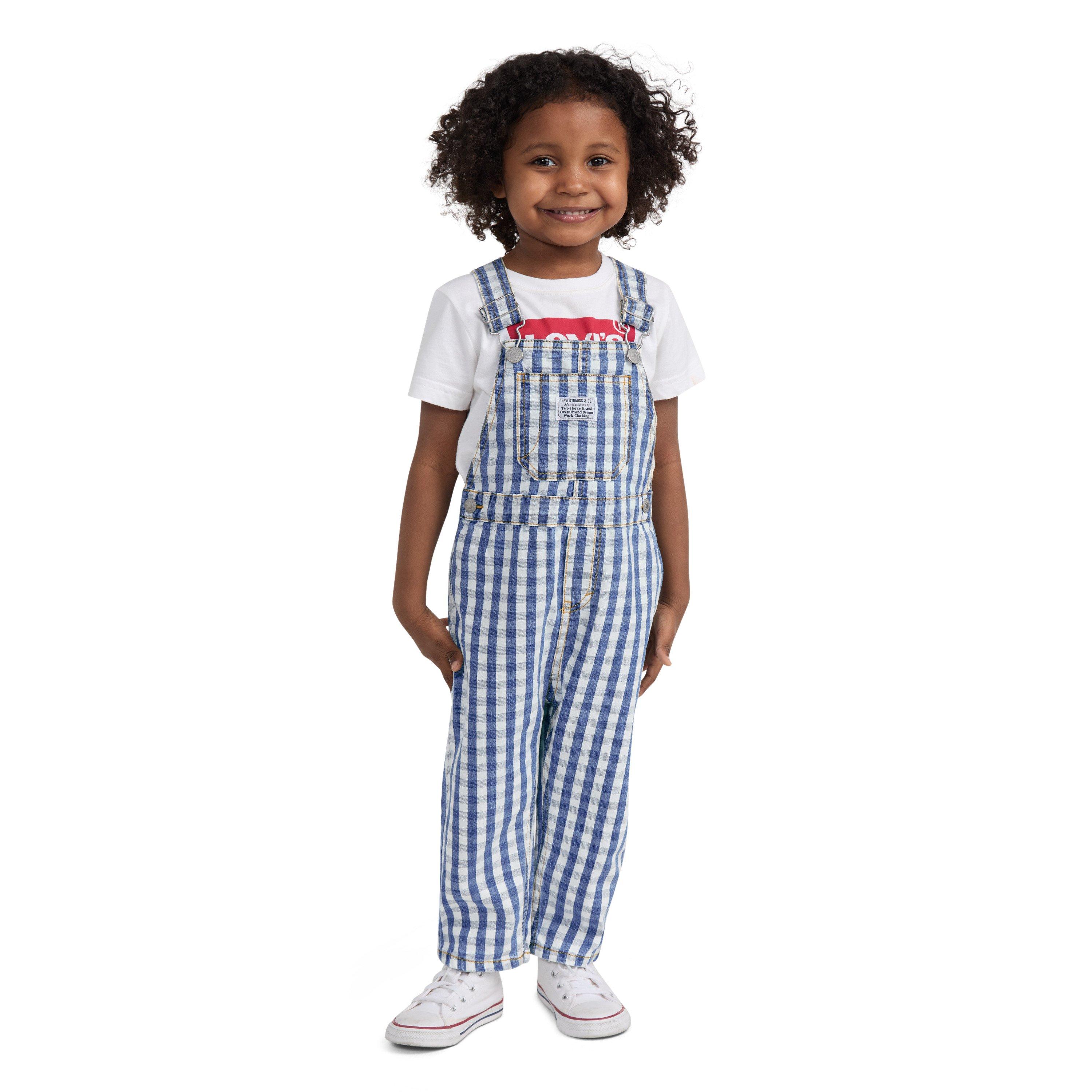Levi's Gingham Toddler Boys' Picnic Blues Denim Overalls - PICNIC BLUES Thumbnail View 8