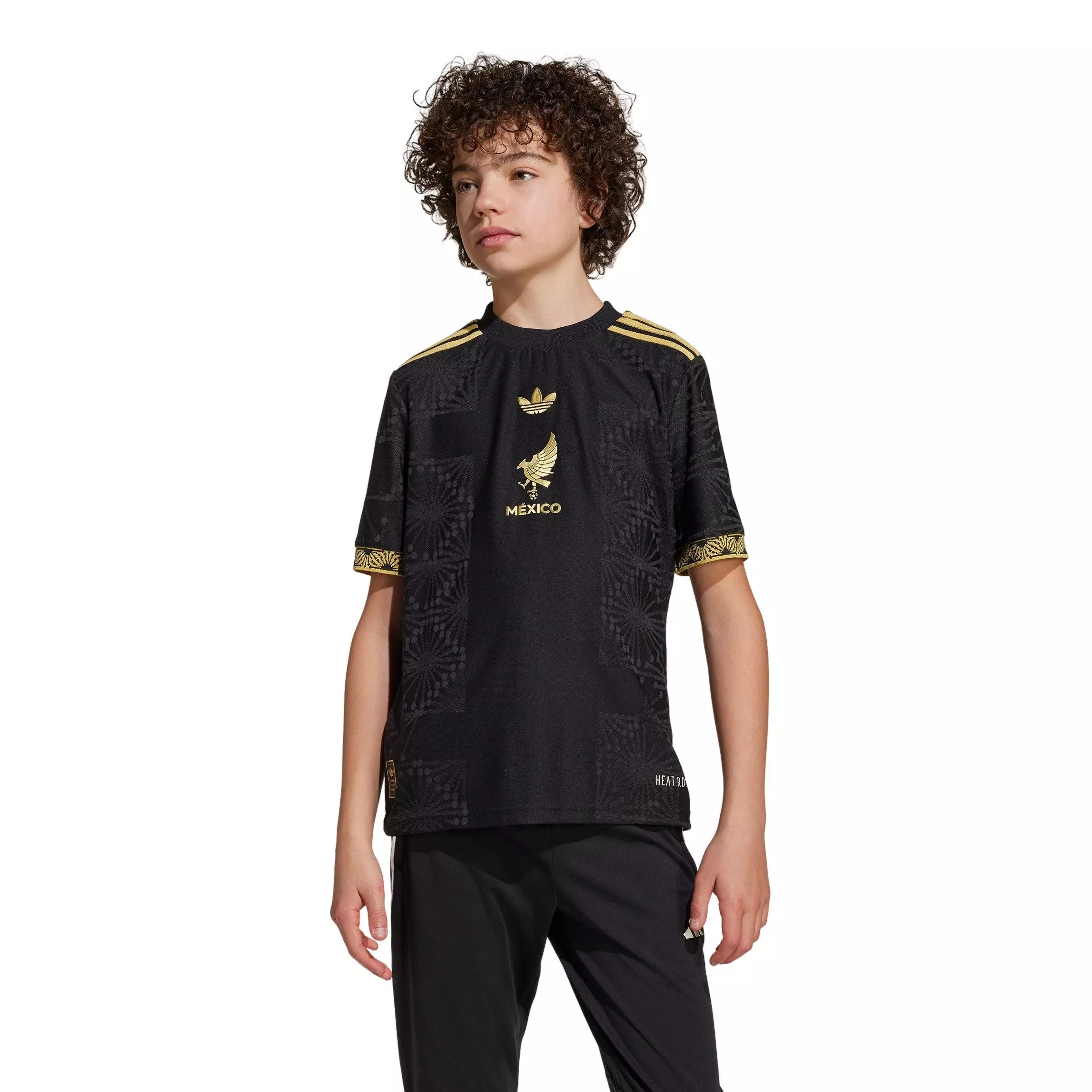 adidas Originals Big Boys' Mexico 25 Gold Jersey - Black - BLACK