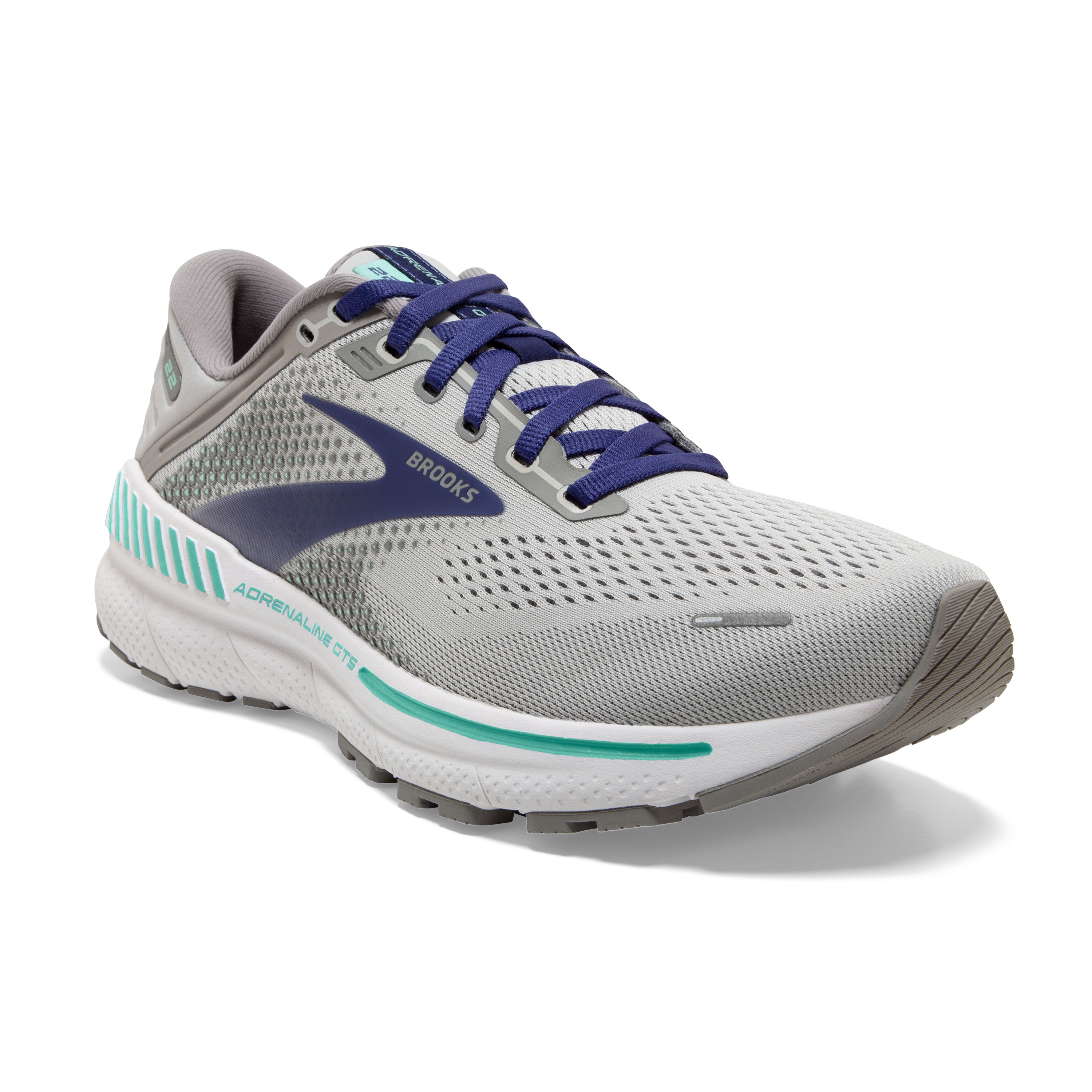 Brooks Adrenaline GTS 22 "Grey/Purple/Mint" Women's Narrow Running Shoe - GREY/PURPLE/MINT Thumbnail View 3