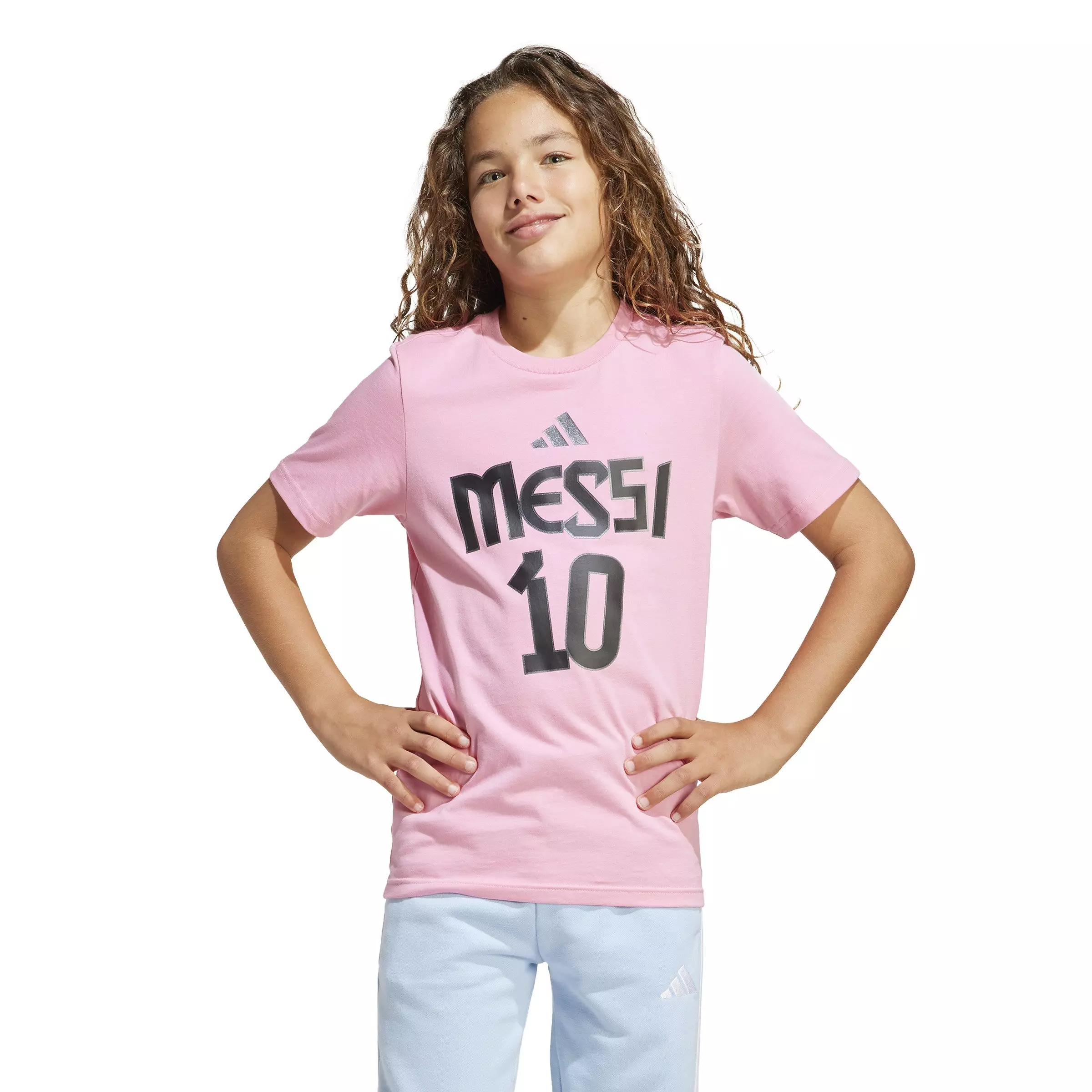 adidas Big Boys' Messi Name and Number Graphic Tee - Pink - PINK
