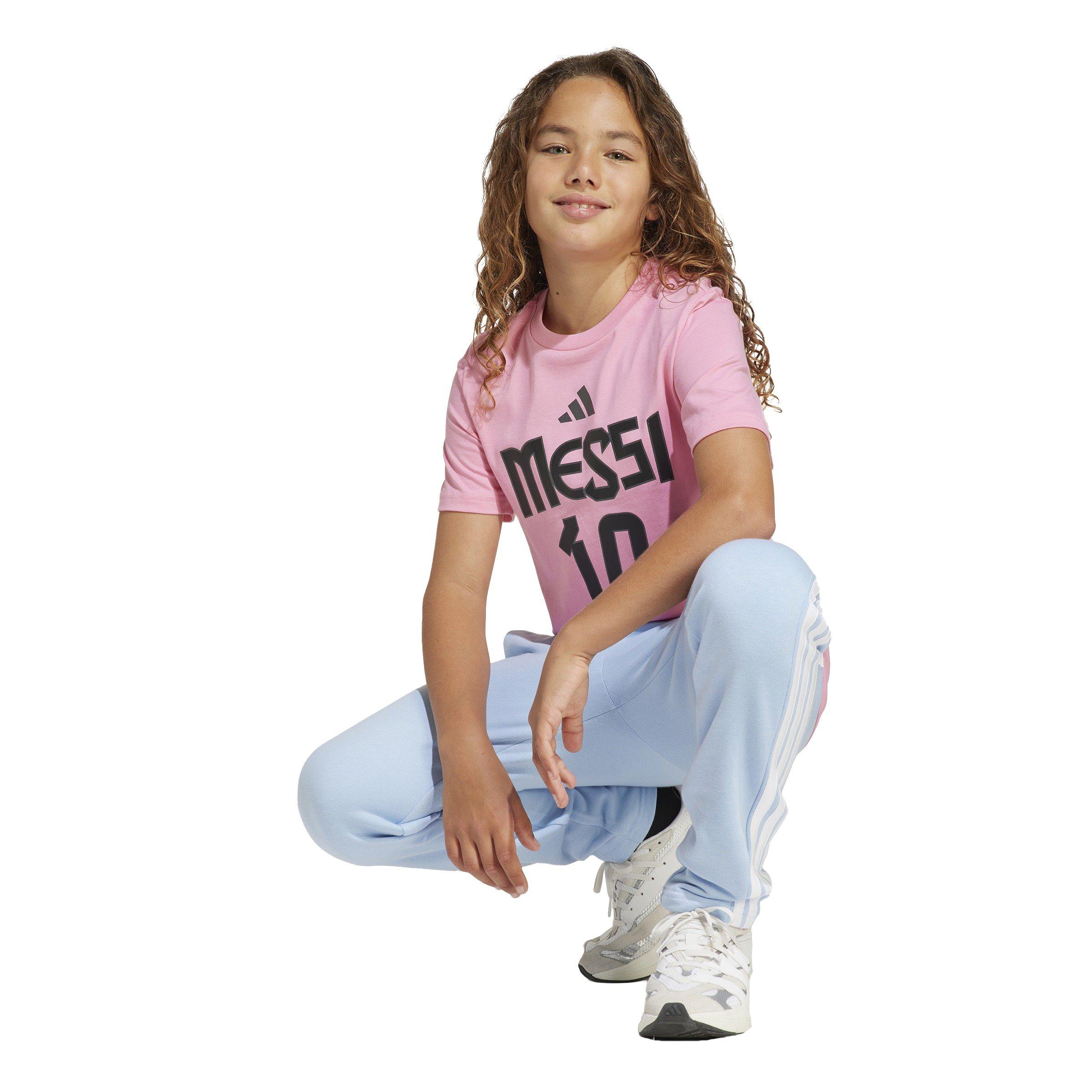 adidas Messi Name and Number Big Boys' Pink Graphic Tee