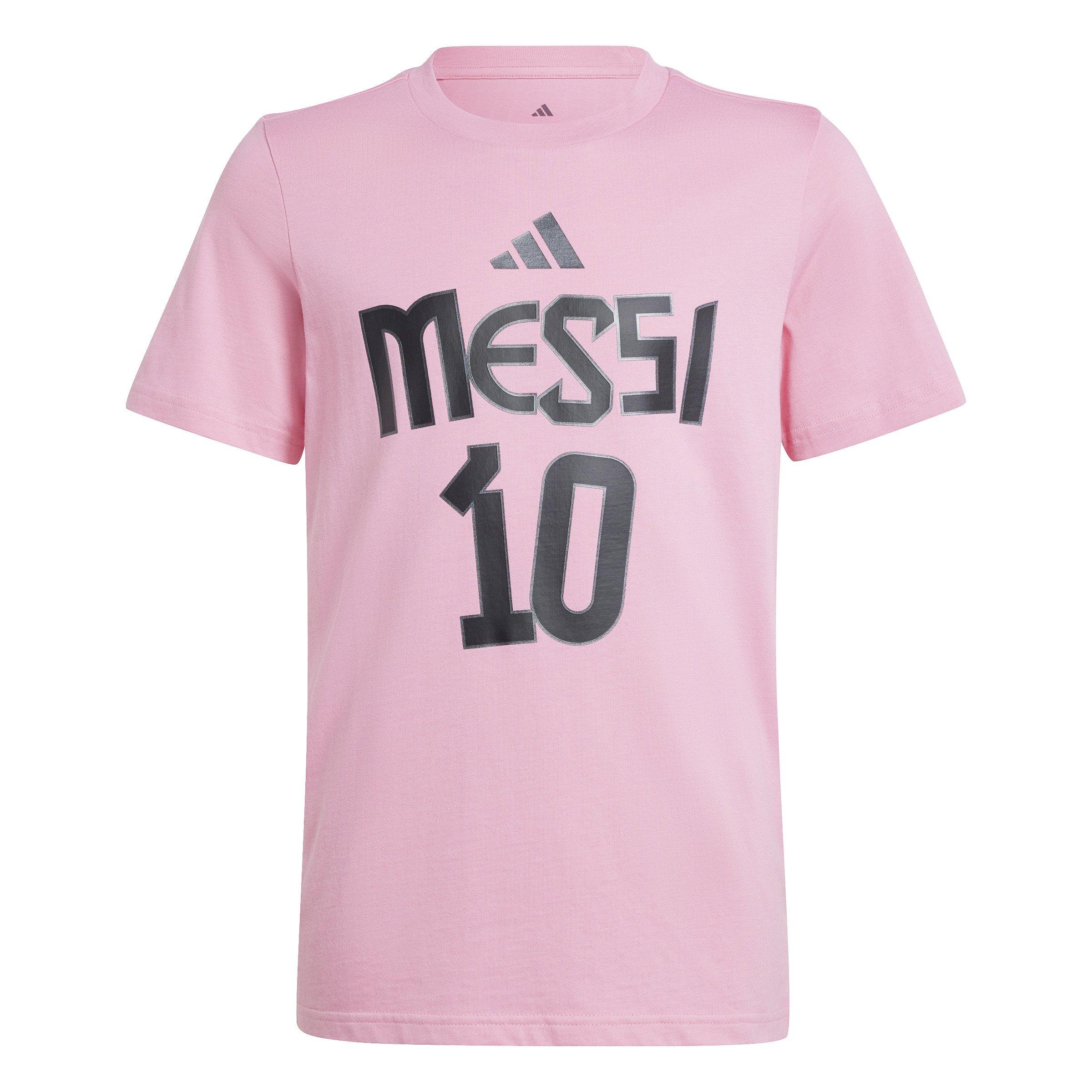 adidas Messi Name and Number Big Boys' Pink Graphic Tee