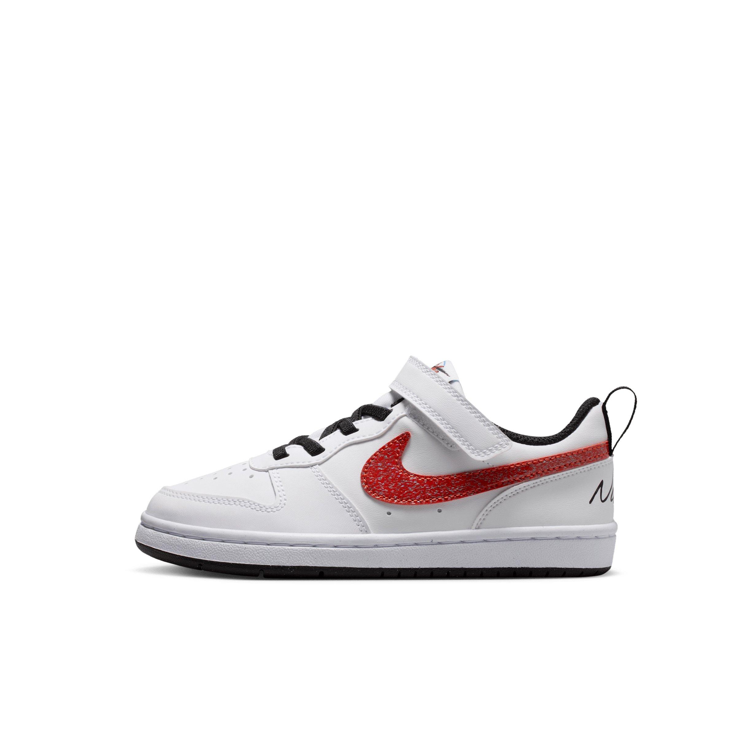 Nike Court Borough Low "White/Picante Red/Barely Volt/Current Blue" Preschool Boys' Shoe - WHITE/RED/VOLT/BLUE Thumbnail View 2