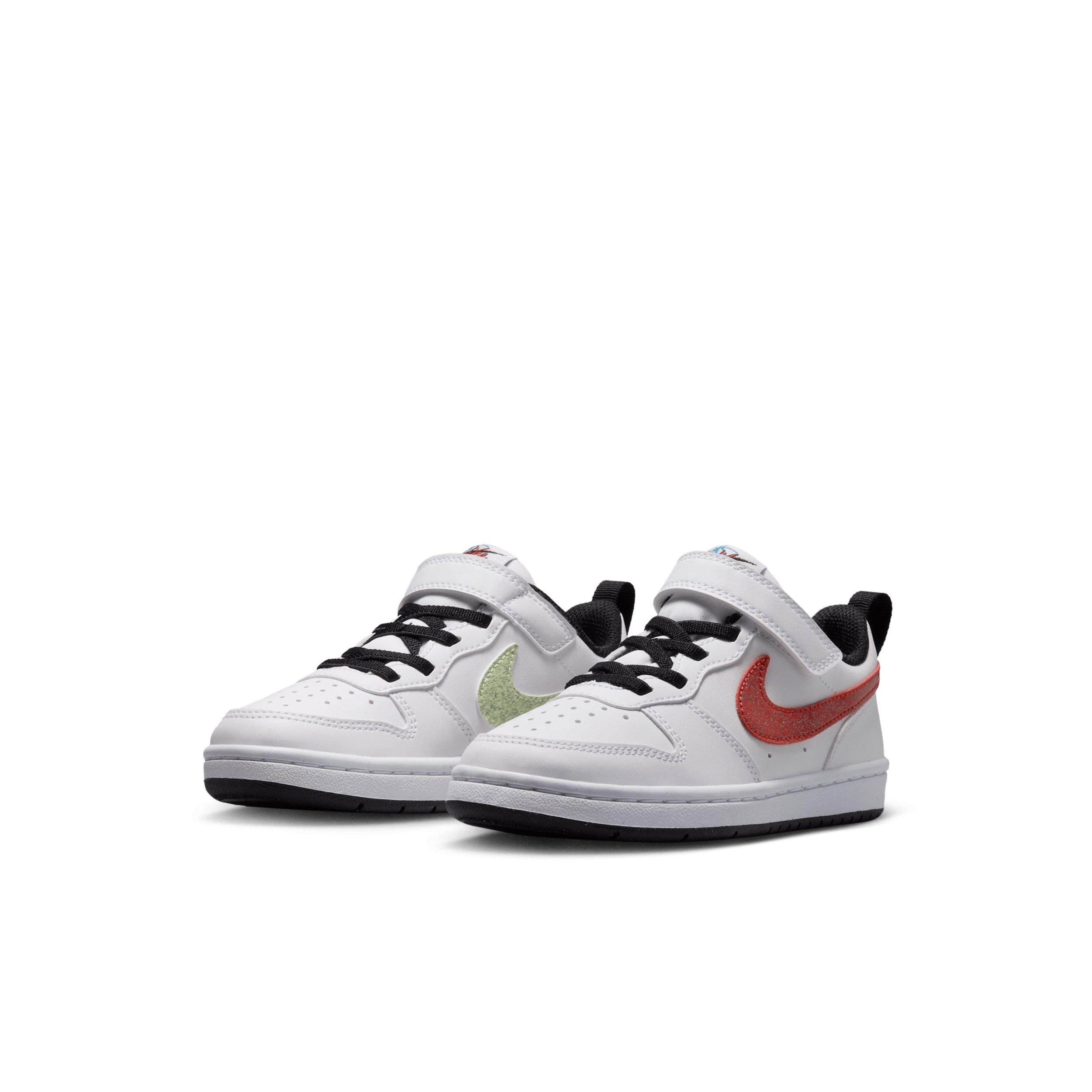 Nike Court Borough Low "White/Picante Red/Barely Volt/Current Blue" Preschool Boys' Shoe - WHITE/RED/VOLT/BLUE Thumbnail View 3