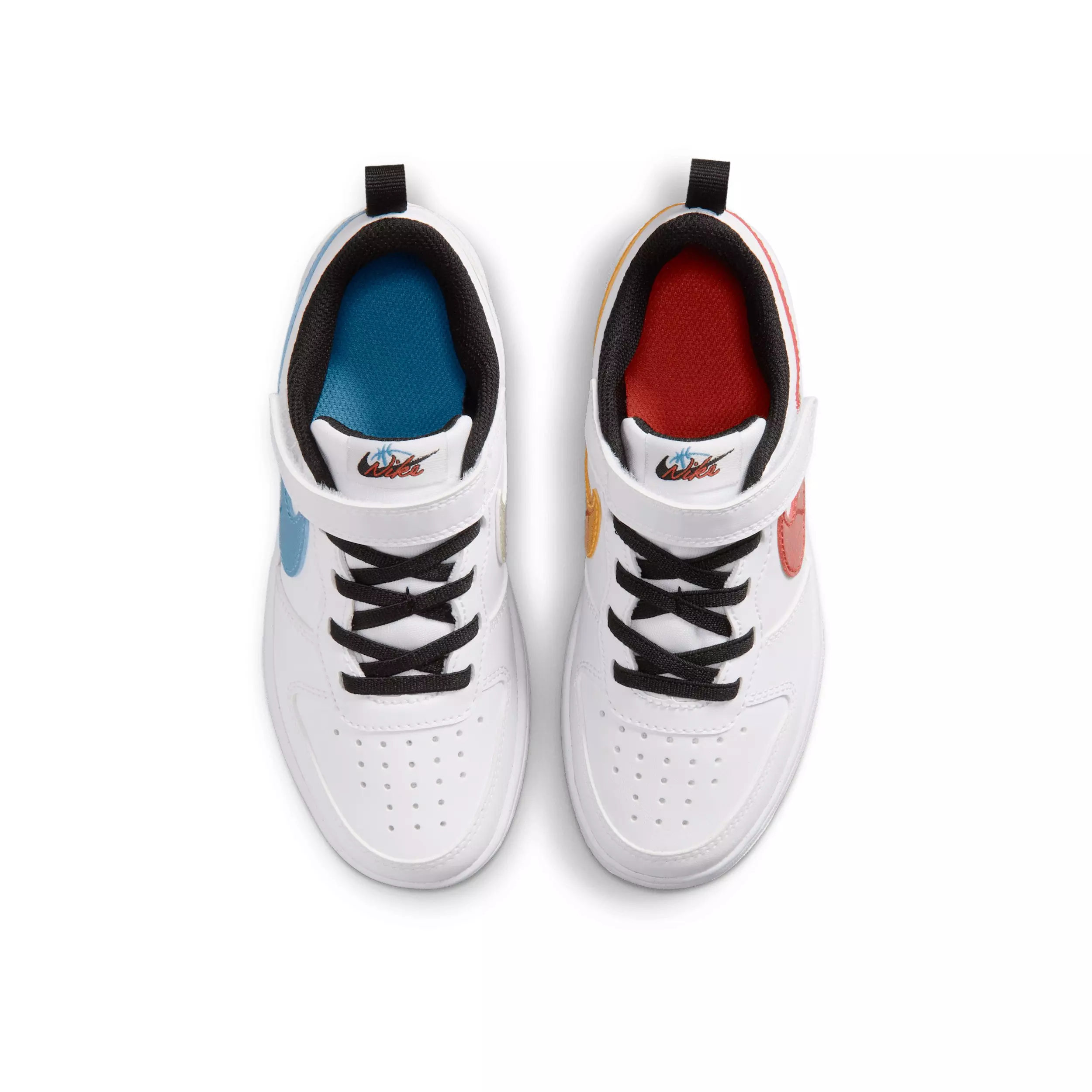 Nike Court Borough Low "White/Picante Red/Barely Volt/Current Blue" Preschool Boys' Shoe - WHITE/RED/VOLT/BLUE
