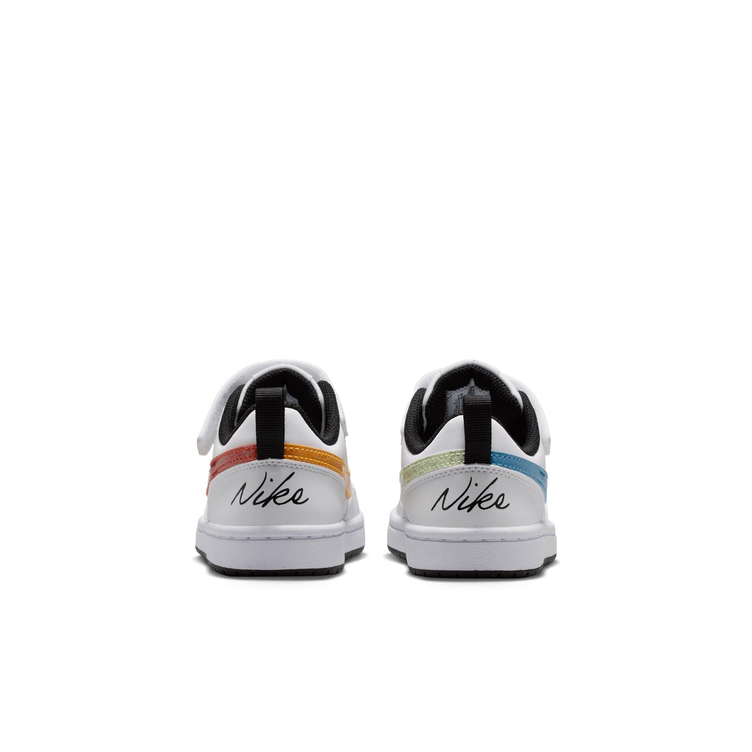 Nike Court Borough Low "White/Picante Red/Barely Volt/Current Blue" Preschool Boys' Shoe - WHITE/RED/VOLT/BLUE Thumbnail View 5