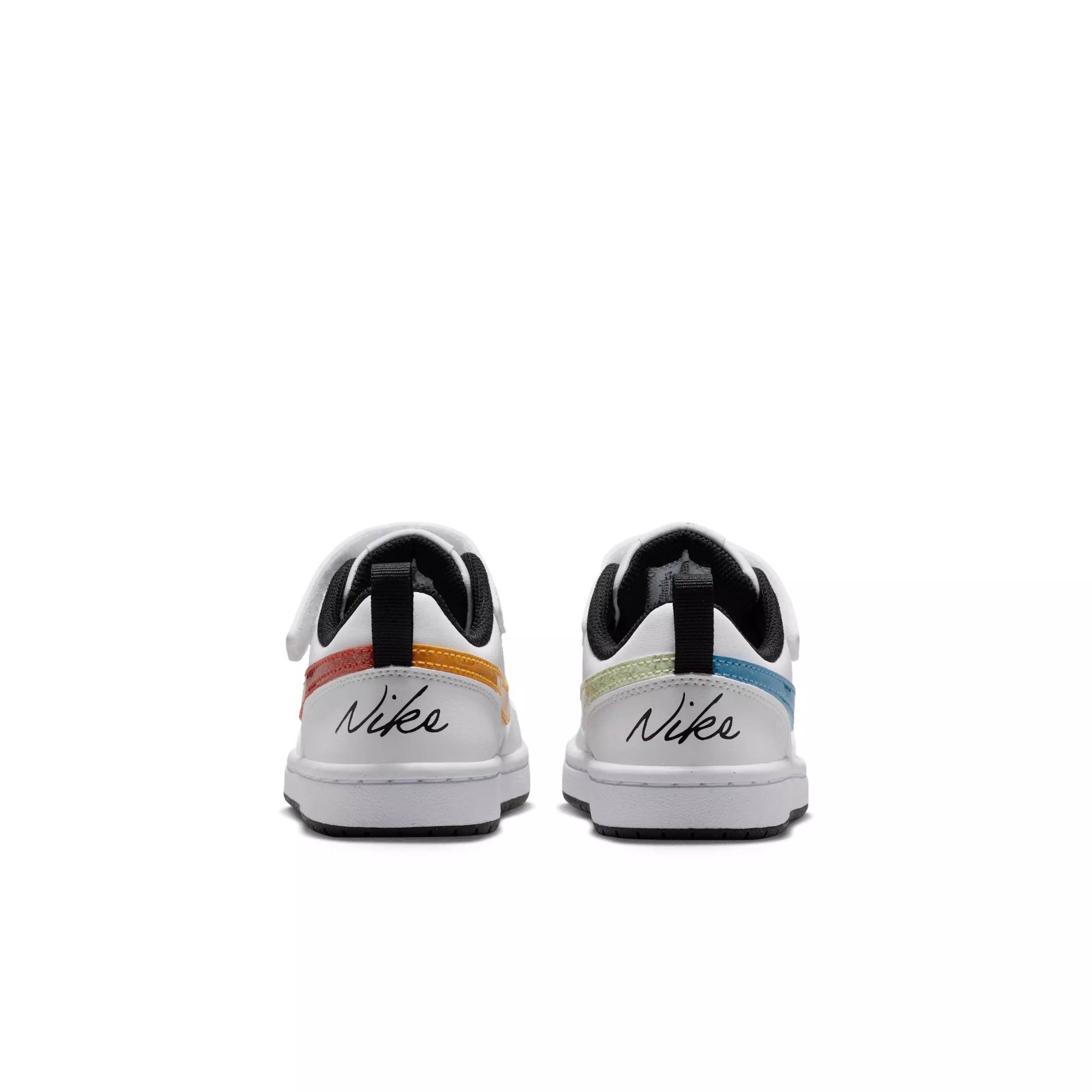 Nike Court Borough Low "White/Picante Red/Barely Volt/Current Blue" Preschool Boys' Shoe - WHITE/RED/VOLT/BLUE