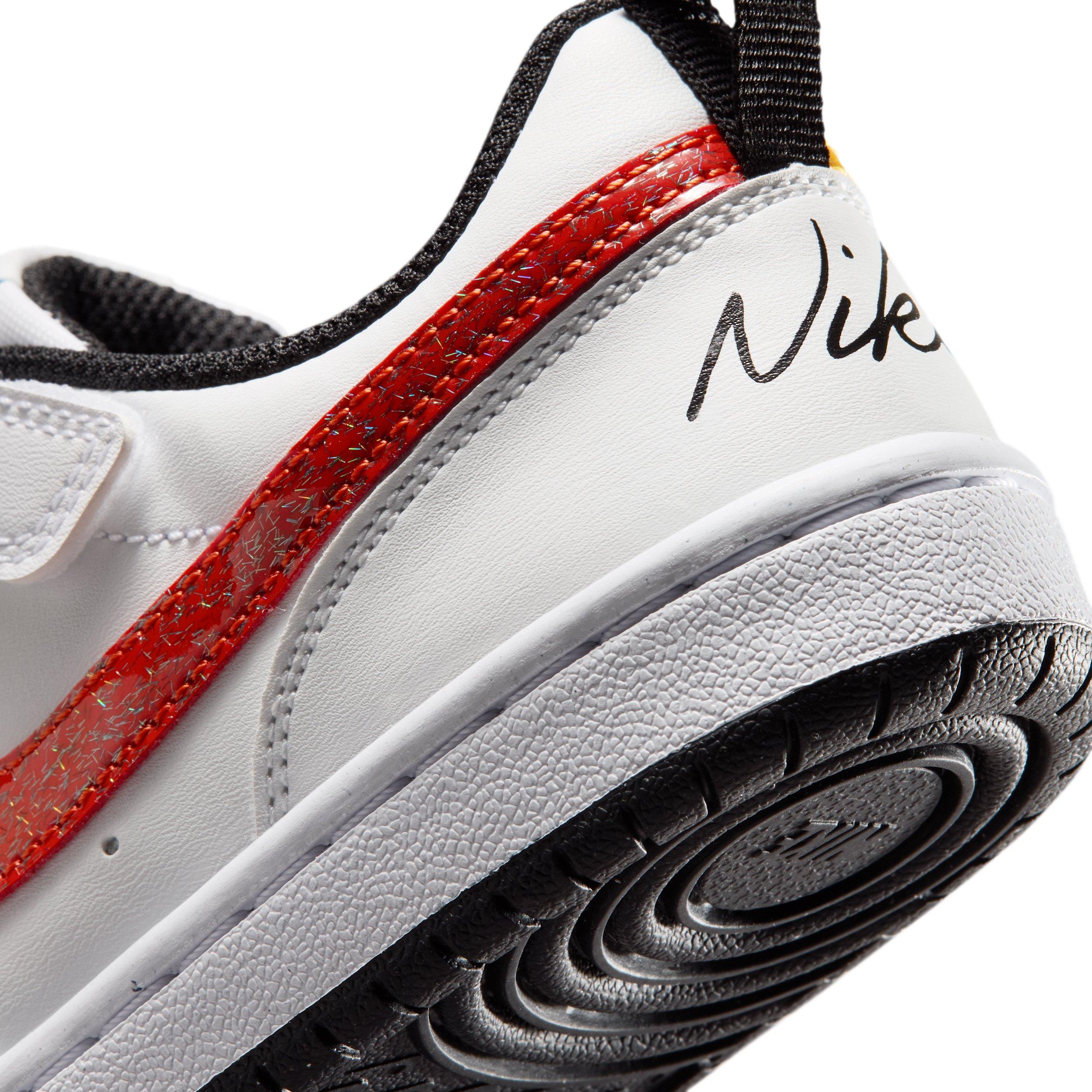Nike Court Borough Low "White/Picante Red/Barely Volt/Current Blue" Preschool Boys' Shoe - WHITE/RED/VOLT/BLUE Thumbnail View 8