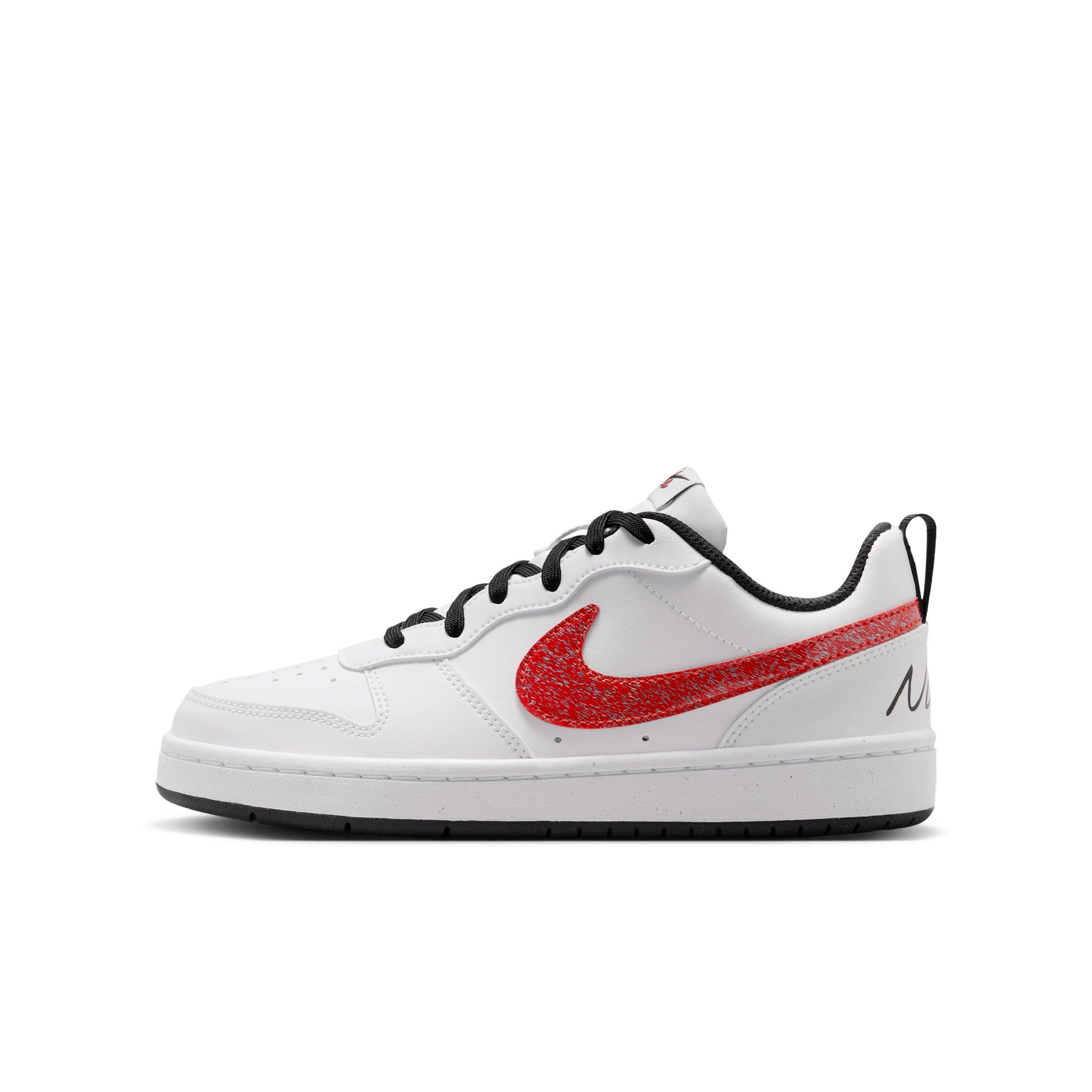 Nike Court Borough Low "White/Picante Red/Barely Volt/Current Blue" Grade School Boys' Shoe - WHITE/RED/VOLT/BLUE