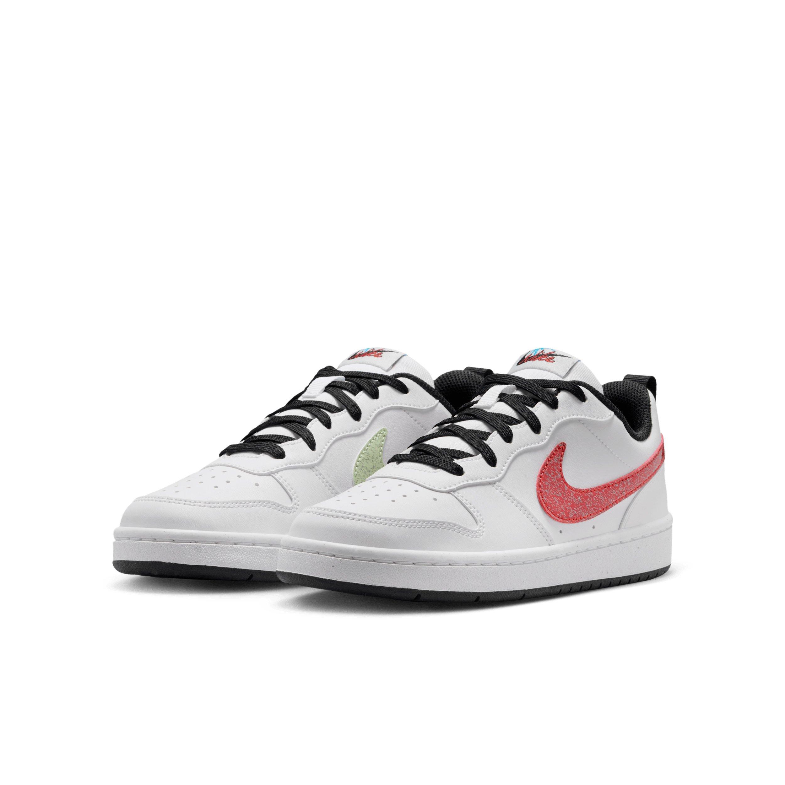 Nike Court Borough Low "White/Picante Red/Barely Volt/Current Blue" Grade School Boys' Shoe - WHITE/RED/VOLT/BLUE