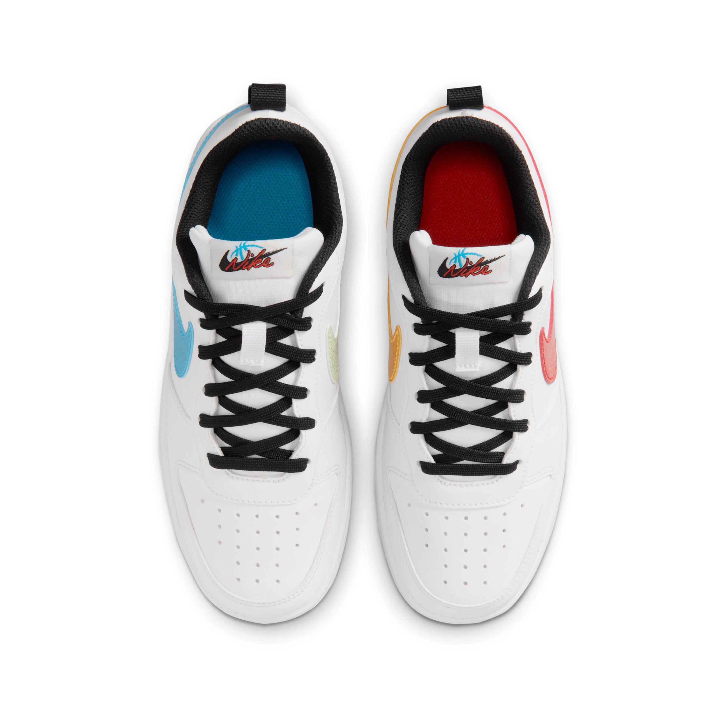 Nike Court Borough Low "White/Picante Red/Barely Volt/Current Blue" Grade School Boys' Shoe - WHITE/RED/VOLT/BLUE
