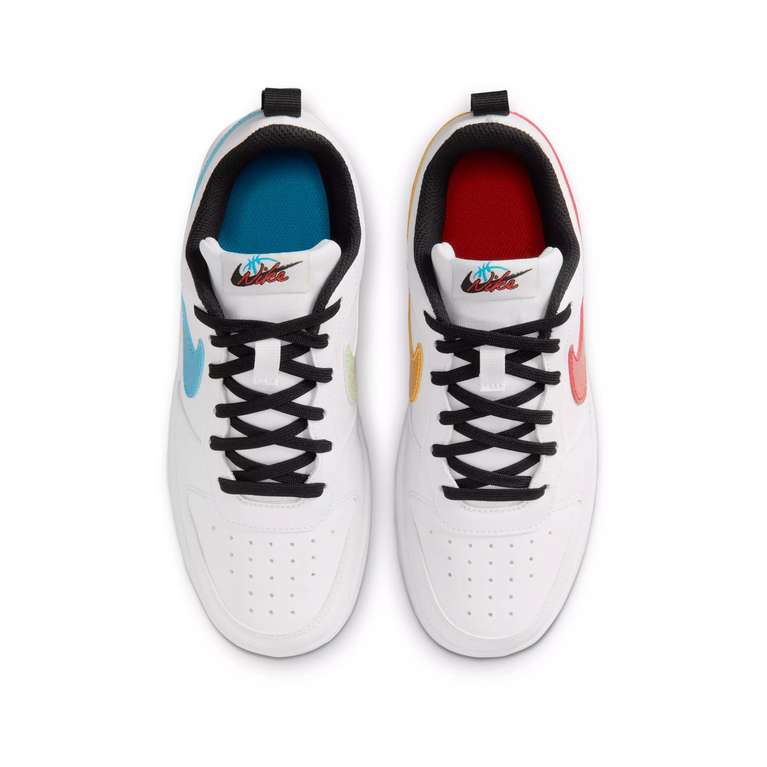 Nike Court Borough Low "White/Picante Red/Barely Volt/Current Blue" Grade School Boys' Shoe - WHITE/RED/VOLT/BLUE
