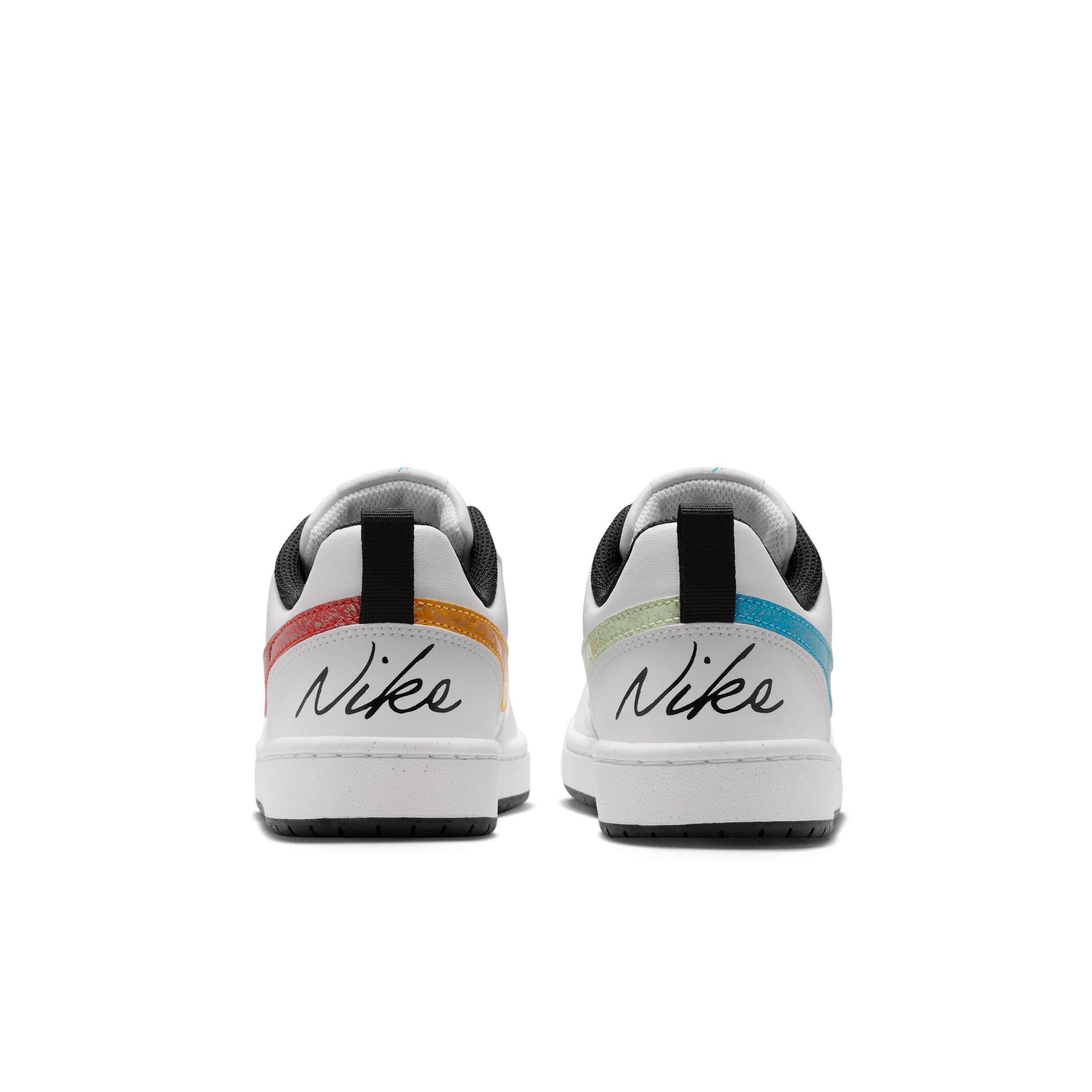 Nike Court Borough Low "White/Picante Red/Barely Volt/Current Blue" Grade School Boys' Shoe - WHITE/RED/VOLT/BLUE